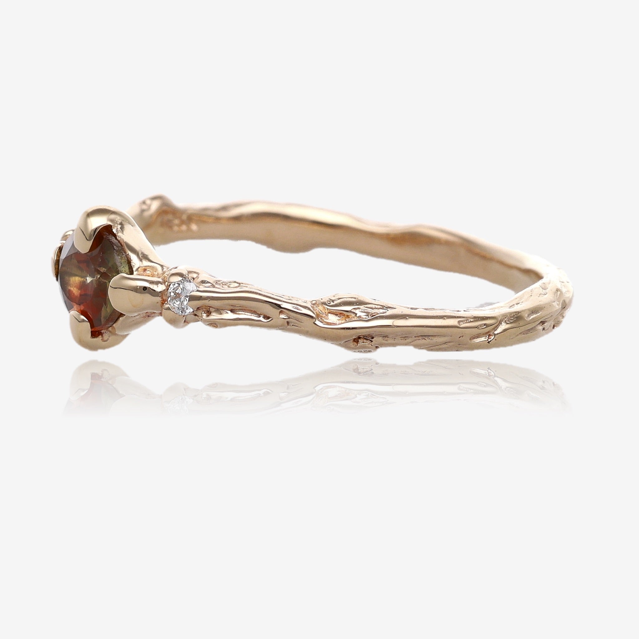 Green Andalusite Branch Band in Gold