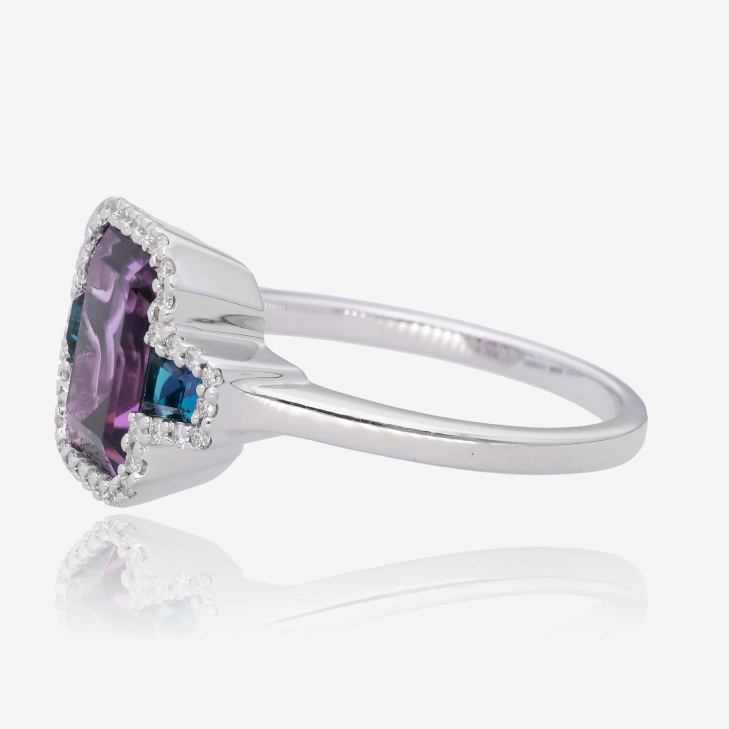Ocean Twilight: Amethyst & Blue Topaz Diamond Accent Ring in White Gold