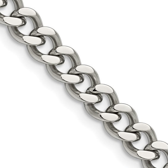 22" Stainless Steel Polished 6.75mm Curb Chain