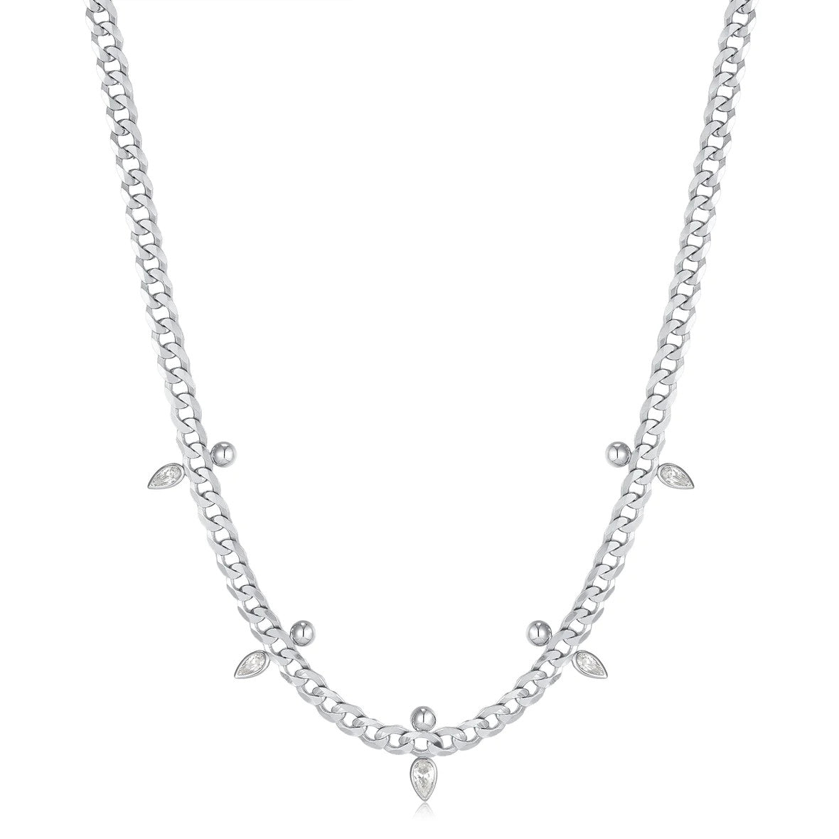 Curb Chain Sparkle Point Necklace