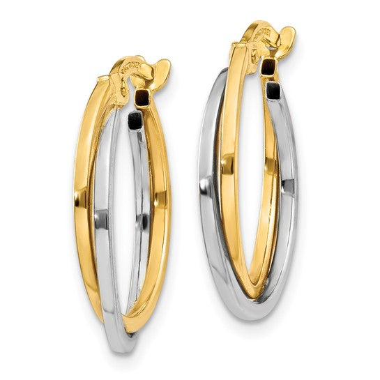 Two-tone Polished Overlapping Hoop Earrings