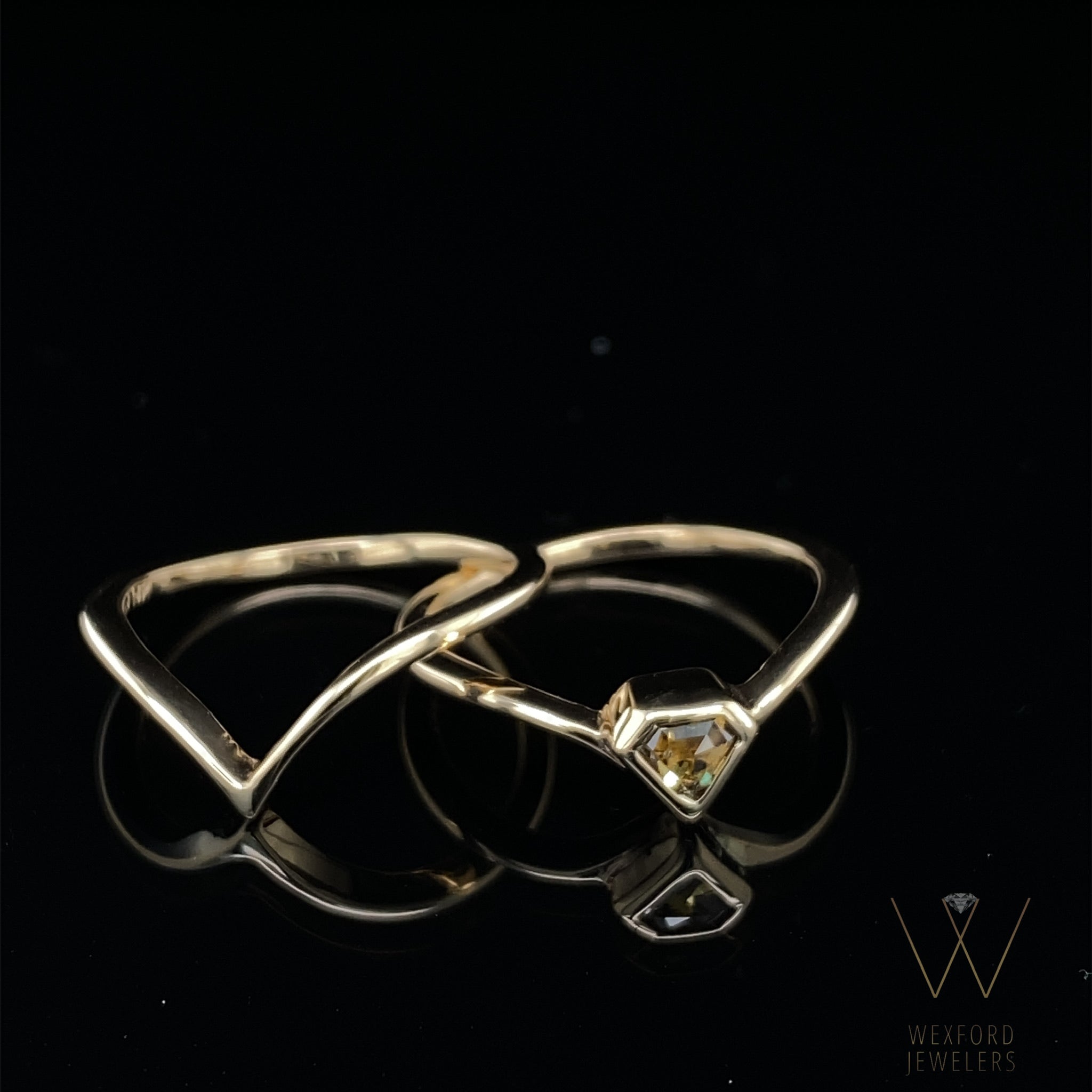 Shield Cut Sunbeam Yellow Diamond Wedding Set in Yellow Gold