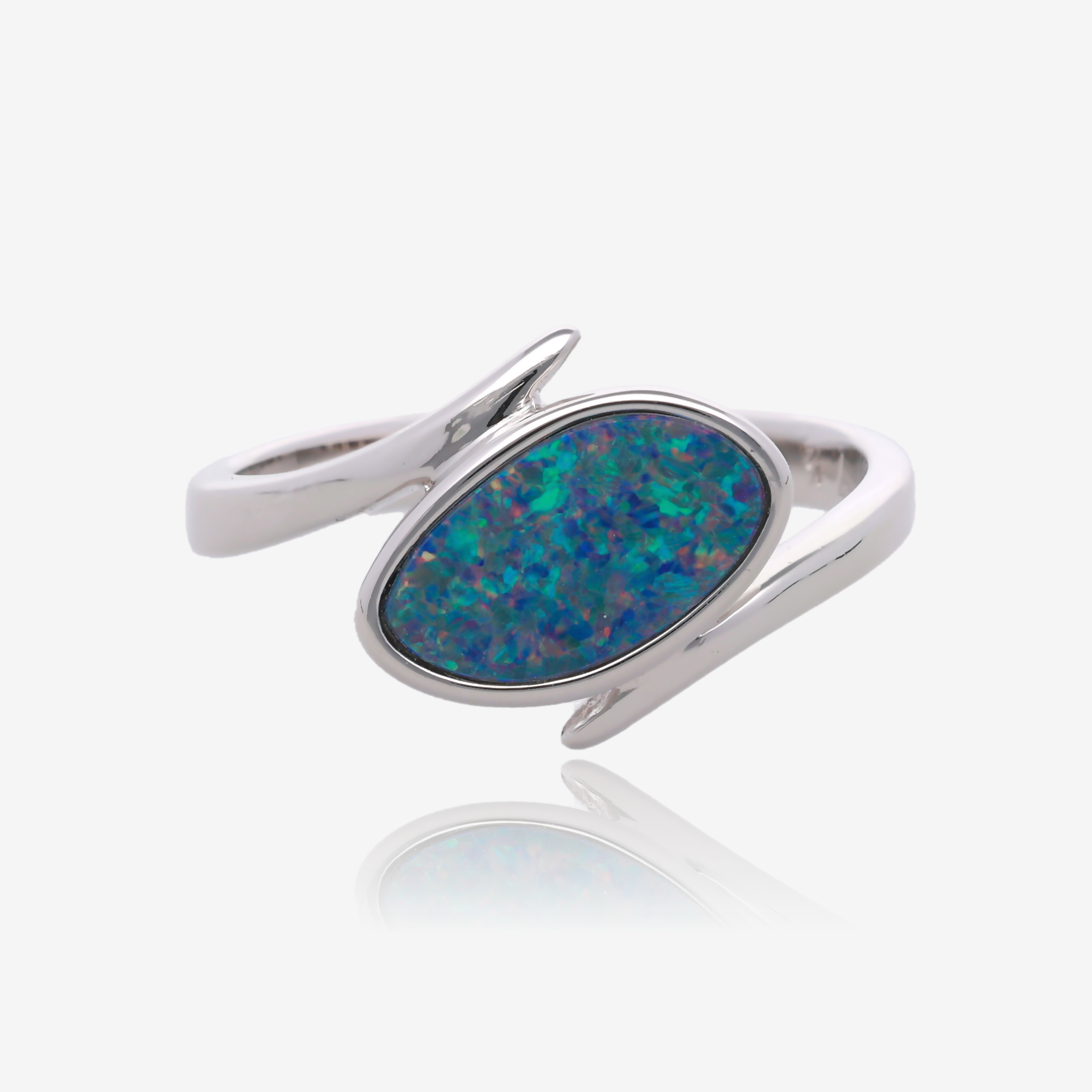 Northern Lights One Of A Kind Freeform Opal Rings in Sterling Silver