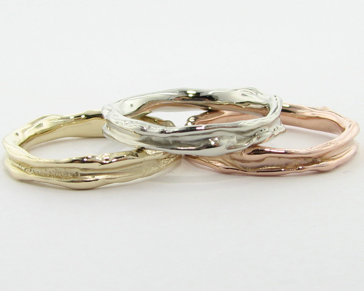 Narrow Melted Band in 14k Yellow Gold