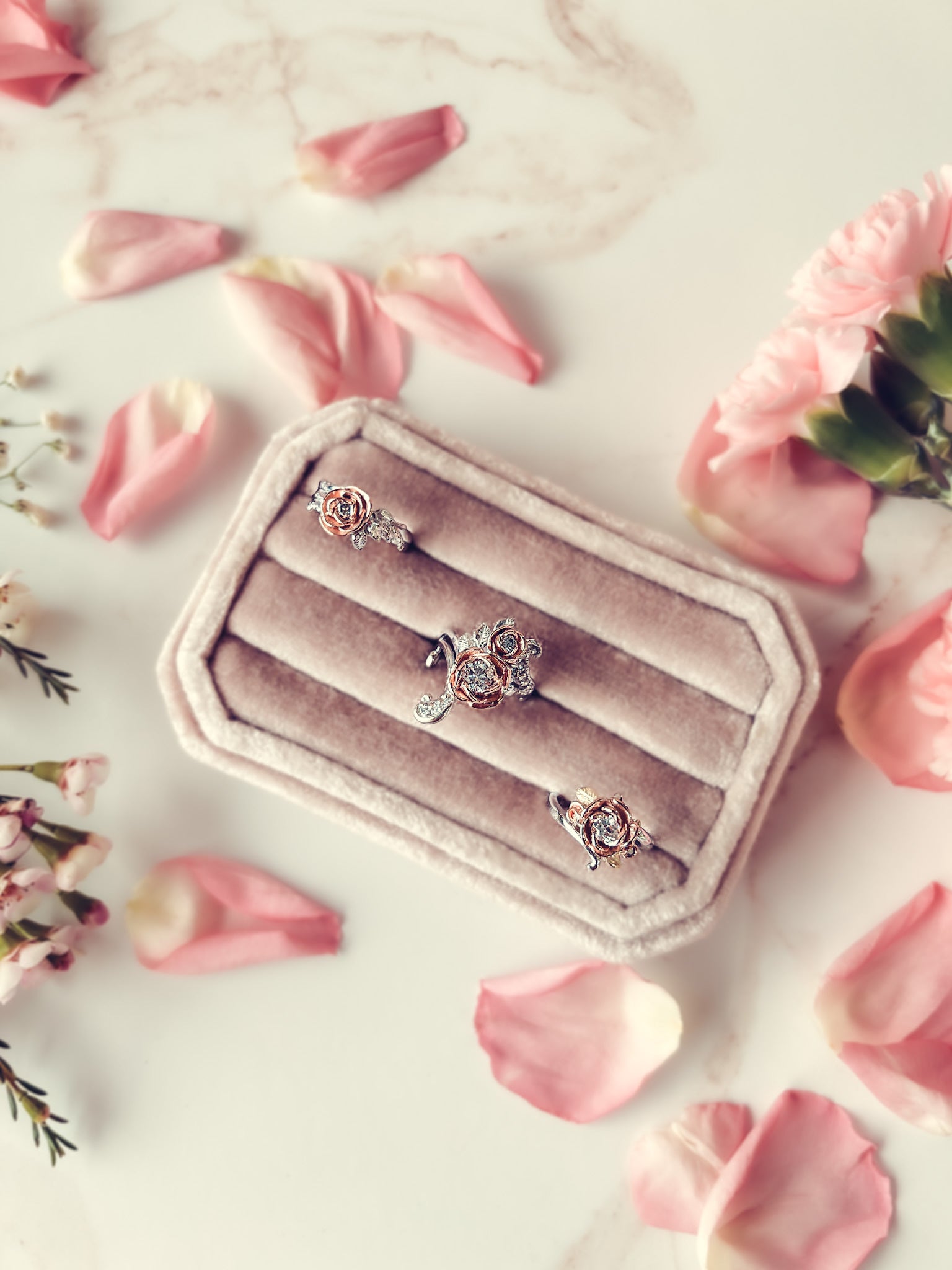 1.11TW, .75ctr Lillian Diamond Ring, Rose and White Gold