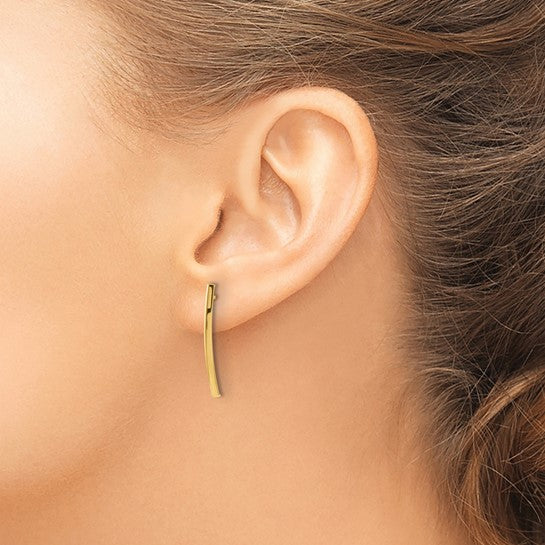 10K Yellow Gold Polished Curved Bar Post Earrings