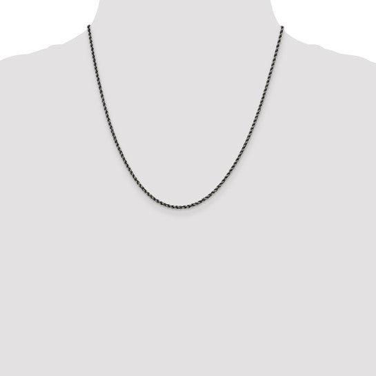 20" Sterling Silver Antique Finish Rope Chain
