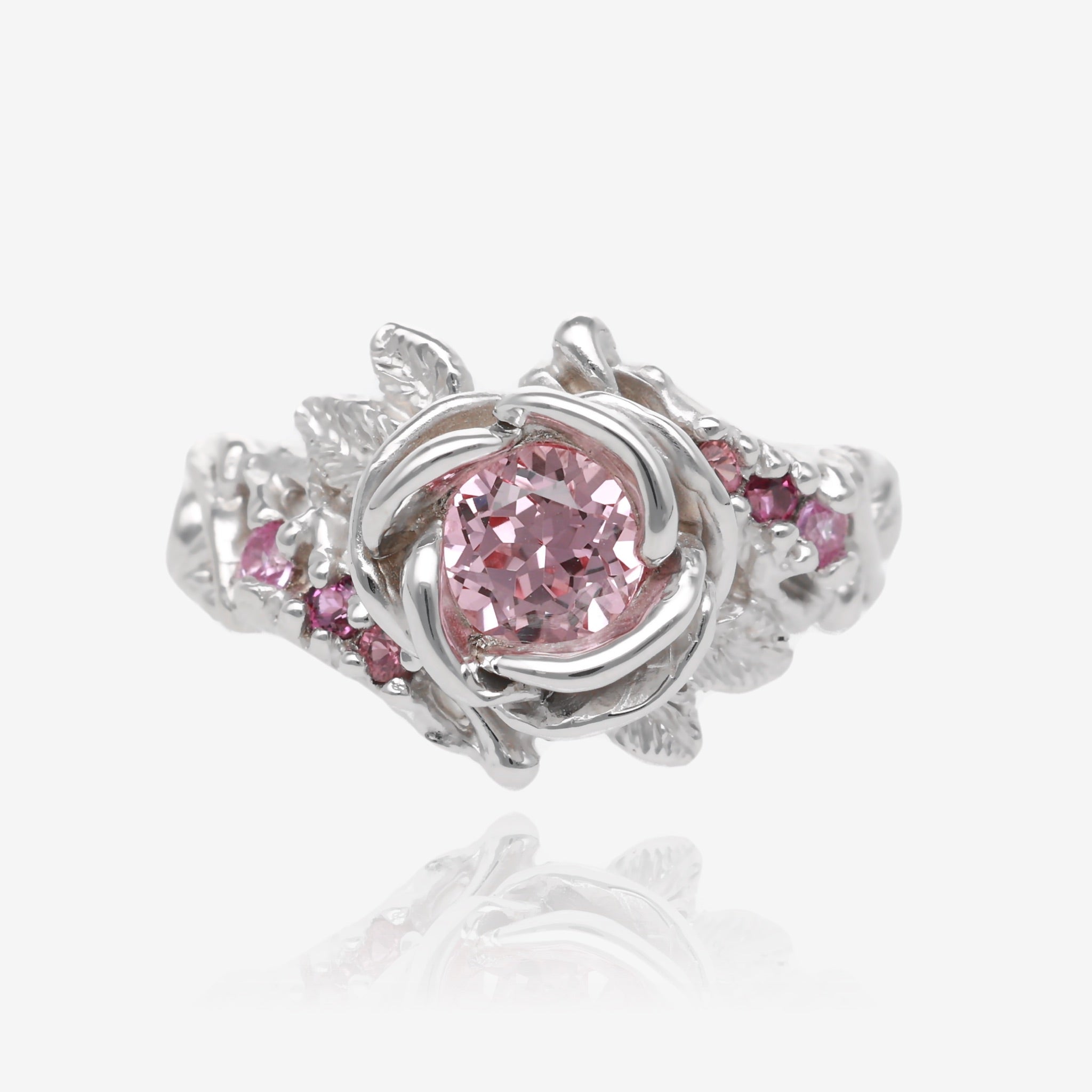 Summer Rose Pink Sapphire Silver Ring