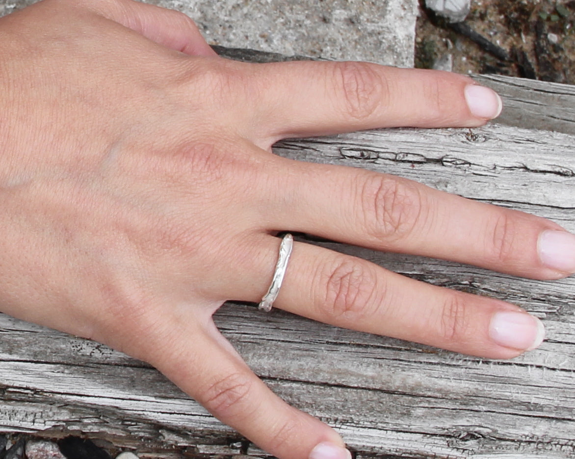 Narrow Melted Band in 14k Yellow Gold