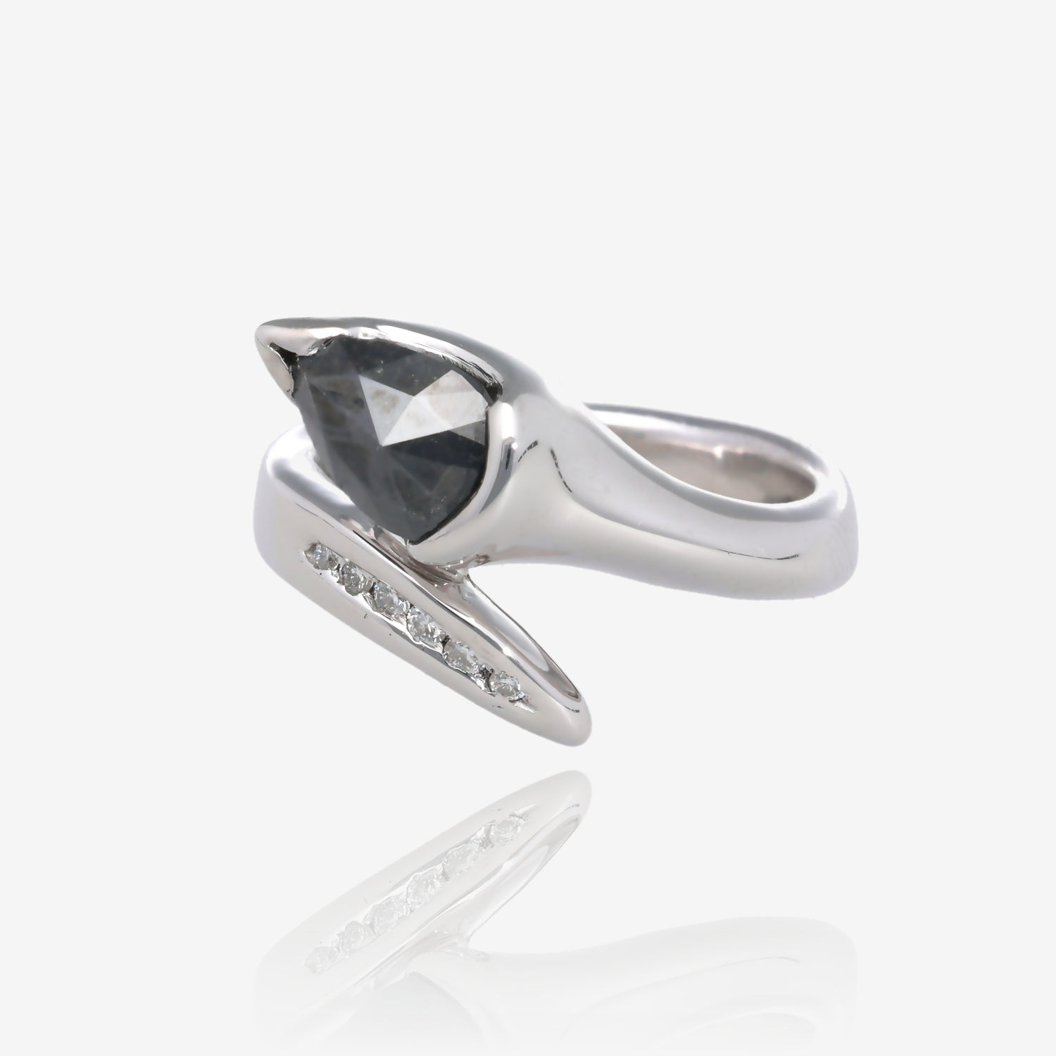 New Day Black Pear Diamond Wraparound Ring