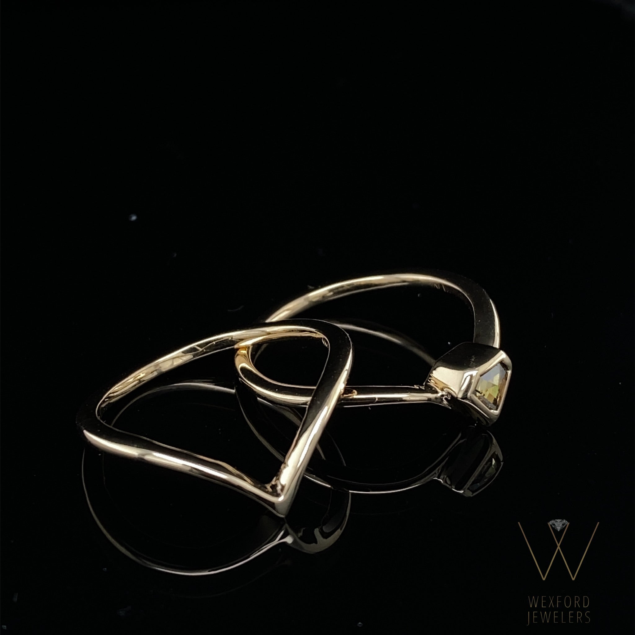 Shield Cut Sunbeam Yellow Diamond Wedding Set in Yellow Gold