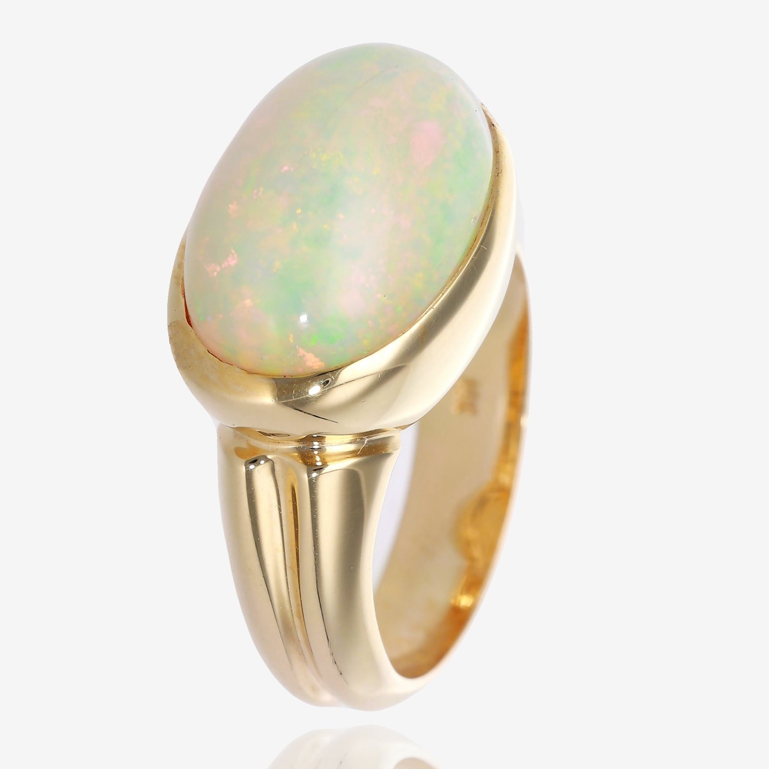 Galaxy Fire: Ethiopian Opal 14K Yellow Gold Cabochon Ring