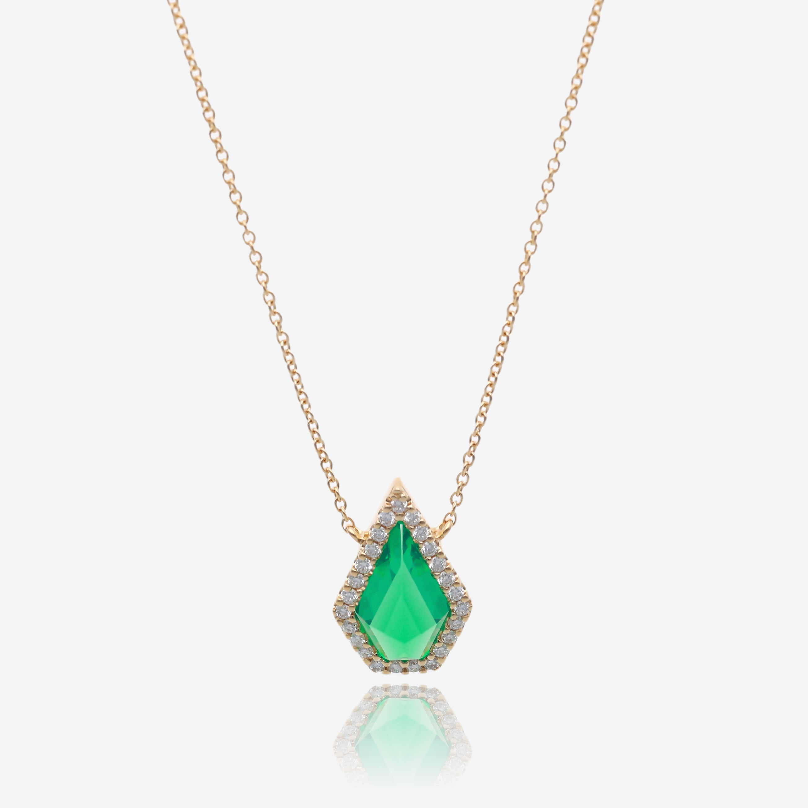 Jolly Green Quartz Gem Kite Shape Pendant