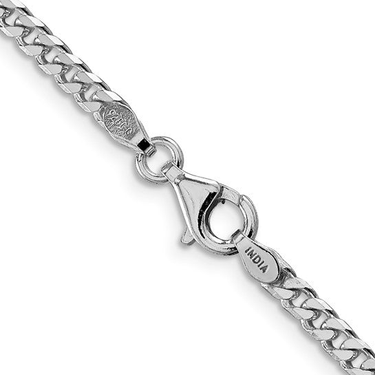 22" Sterling Silver Rhodium-plated Polished 3.15mm Curb Chain