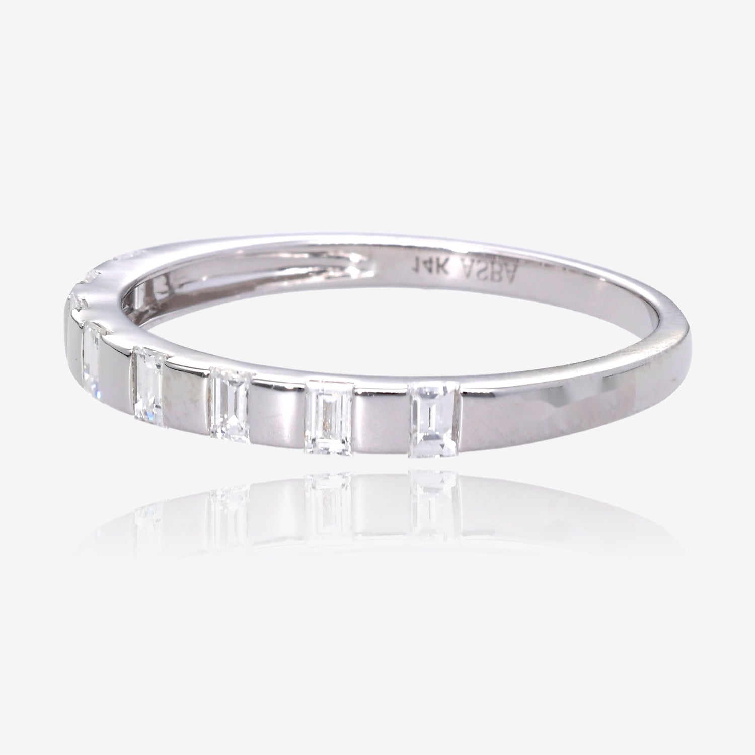 14K White Gold Emerald-Cut Diamond Stackable Band