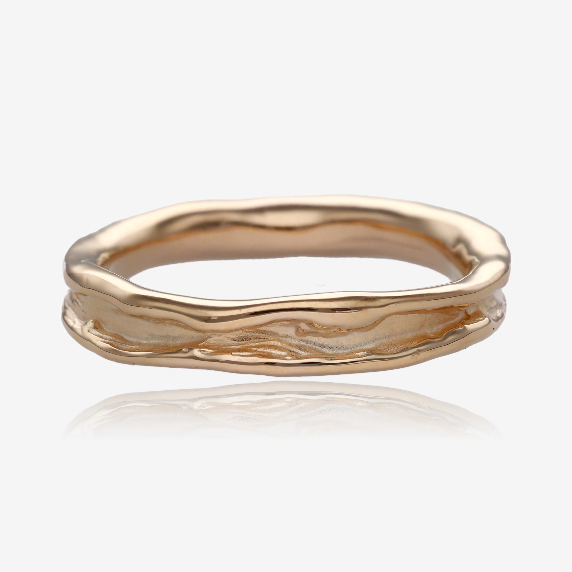 Narrow Melted Band in 14k Yellow Gold