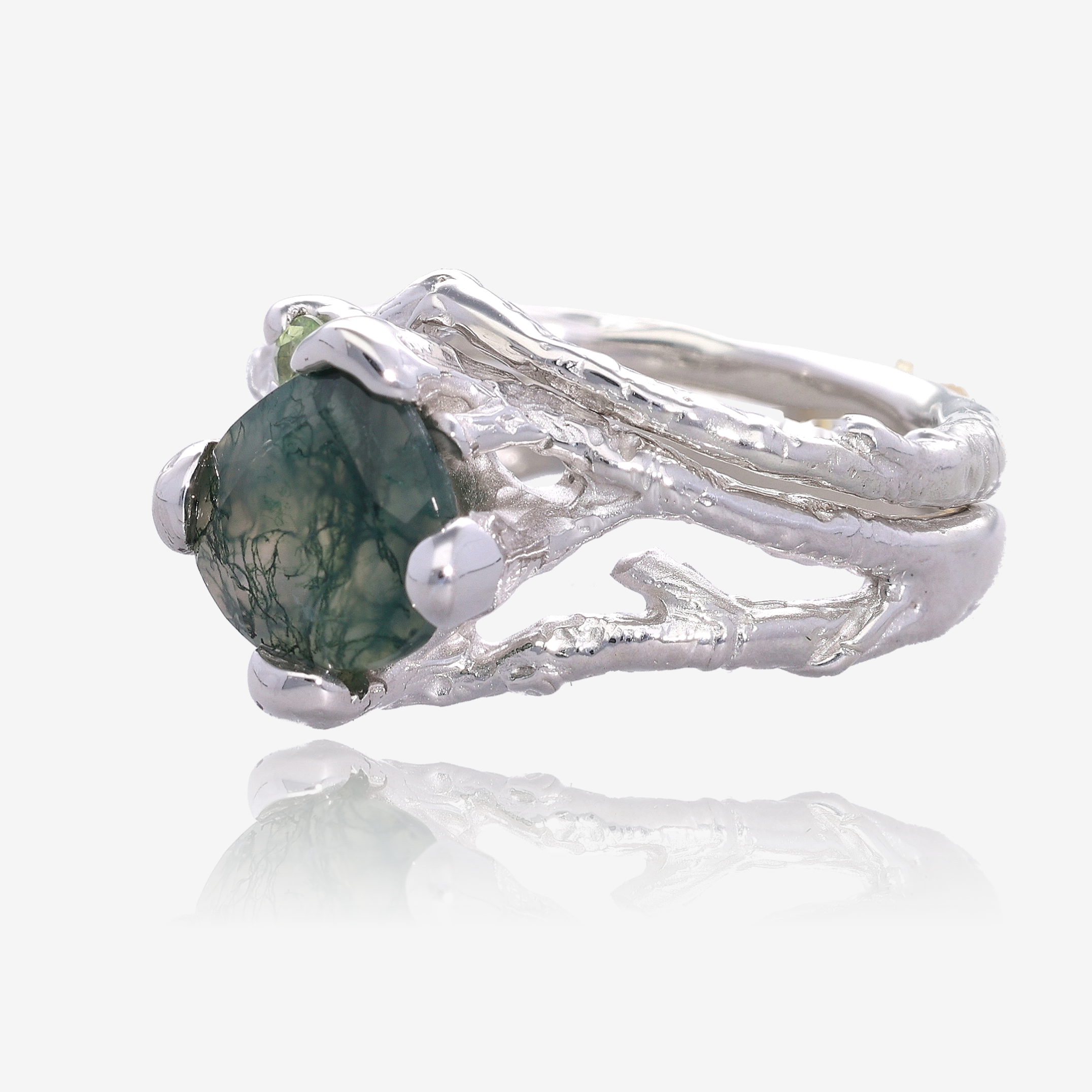 Birch Branch Wedding Set Moss Agate