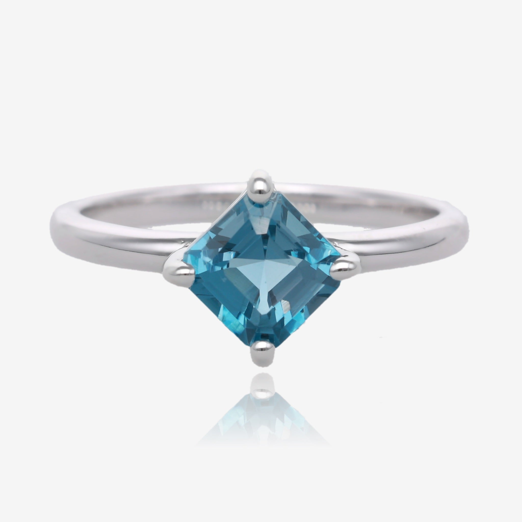 London Blue Topaz Asscher Solitaire in Silver