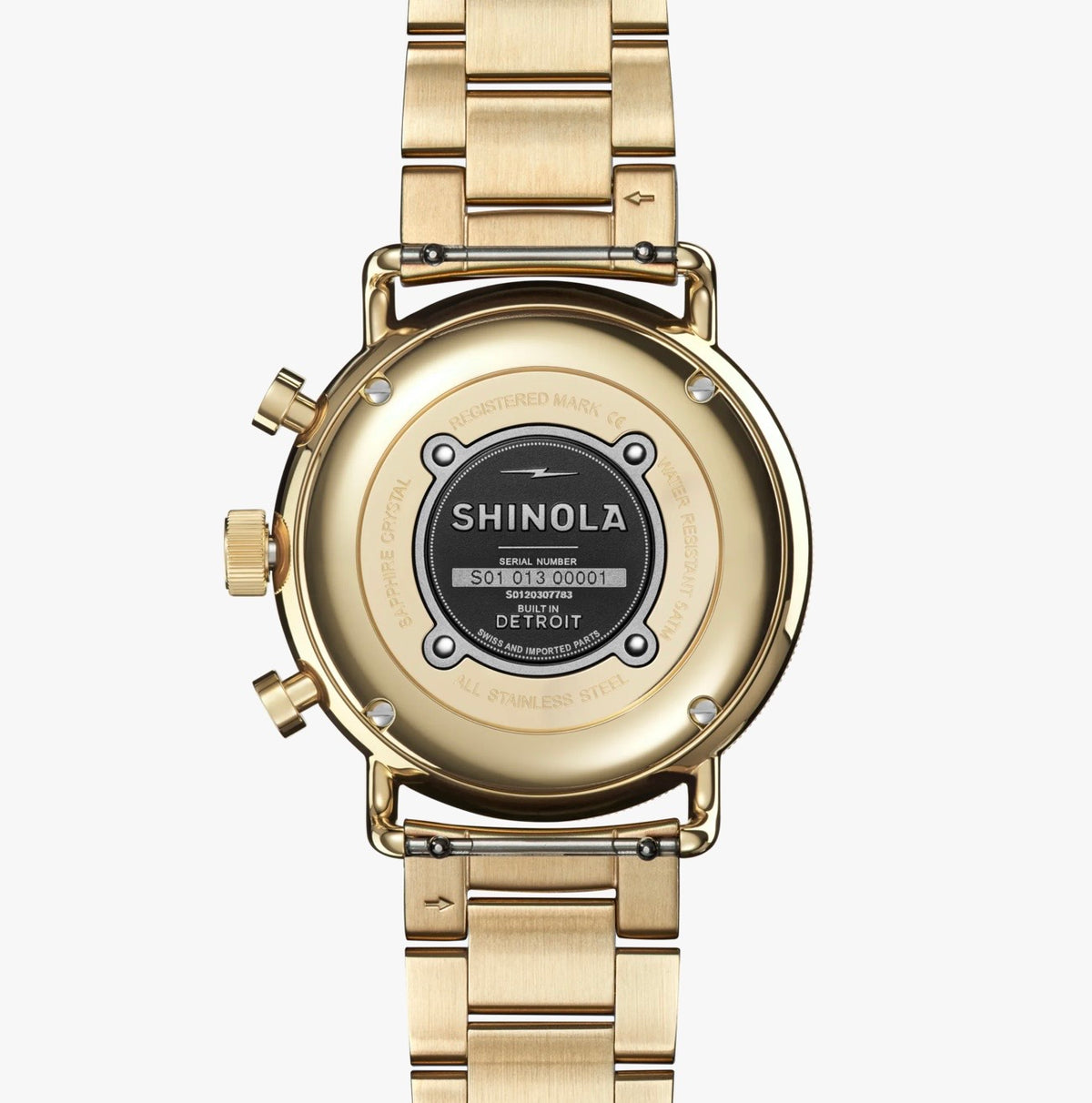 SHINOLA Mens Canfield Sport Chronograph Watch Gold Tone