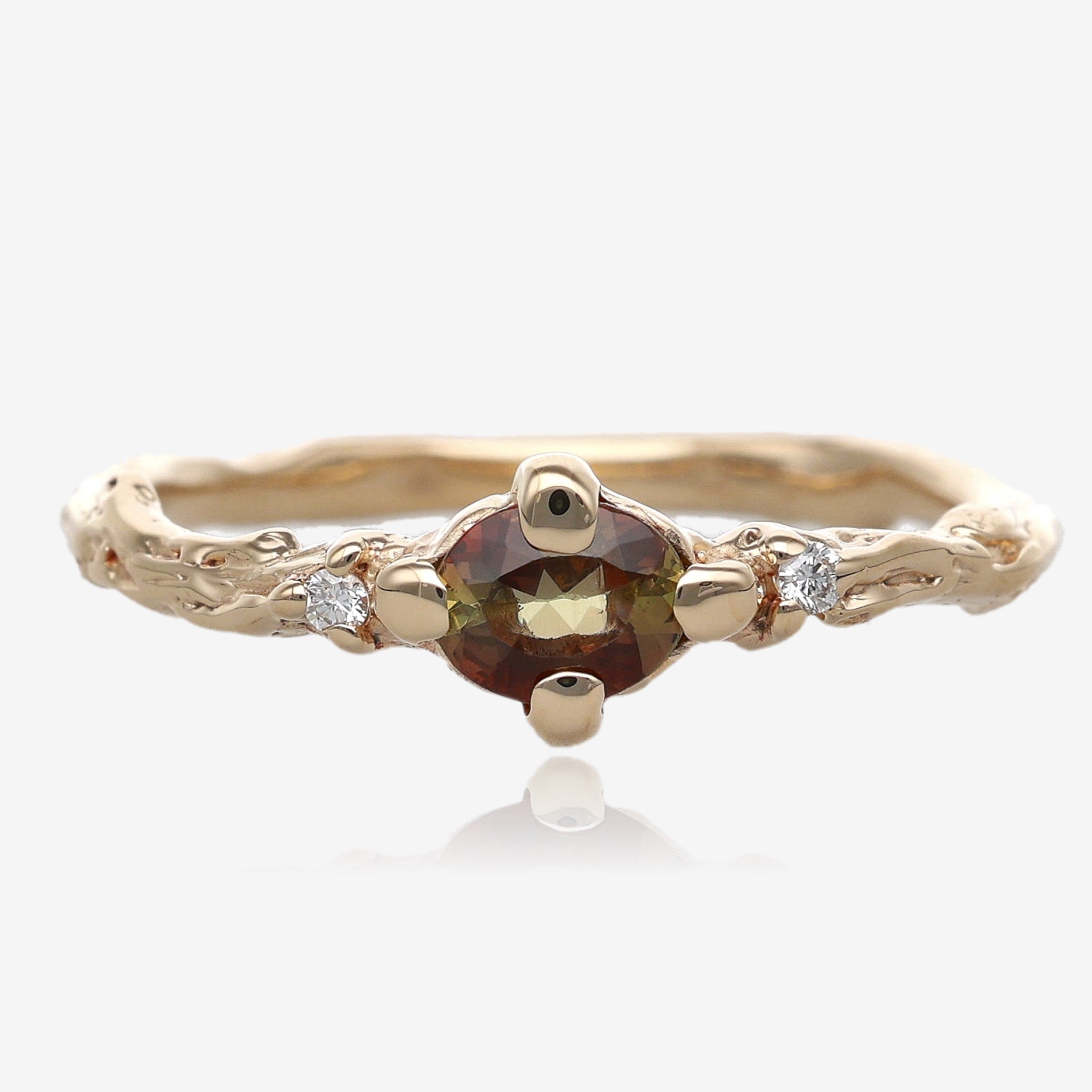 Green Andalusite Branch Band in Gold
