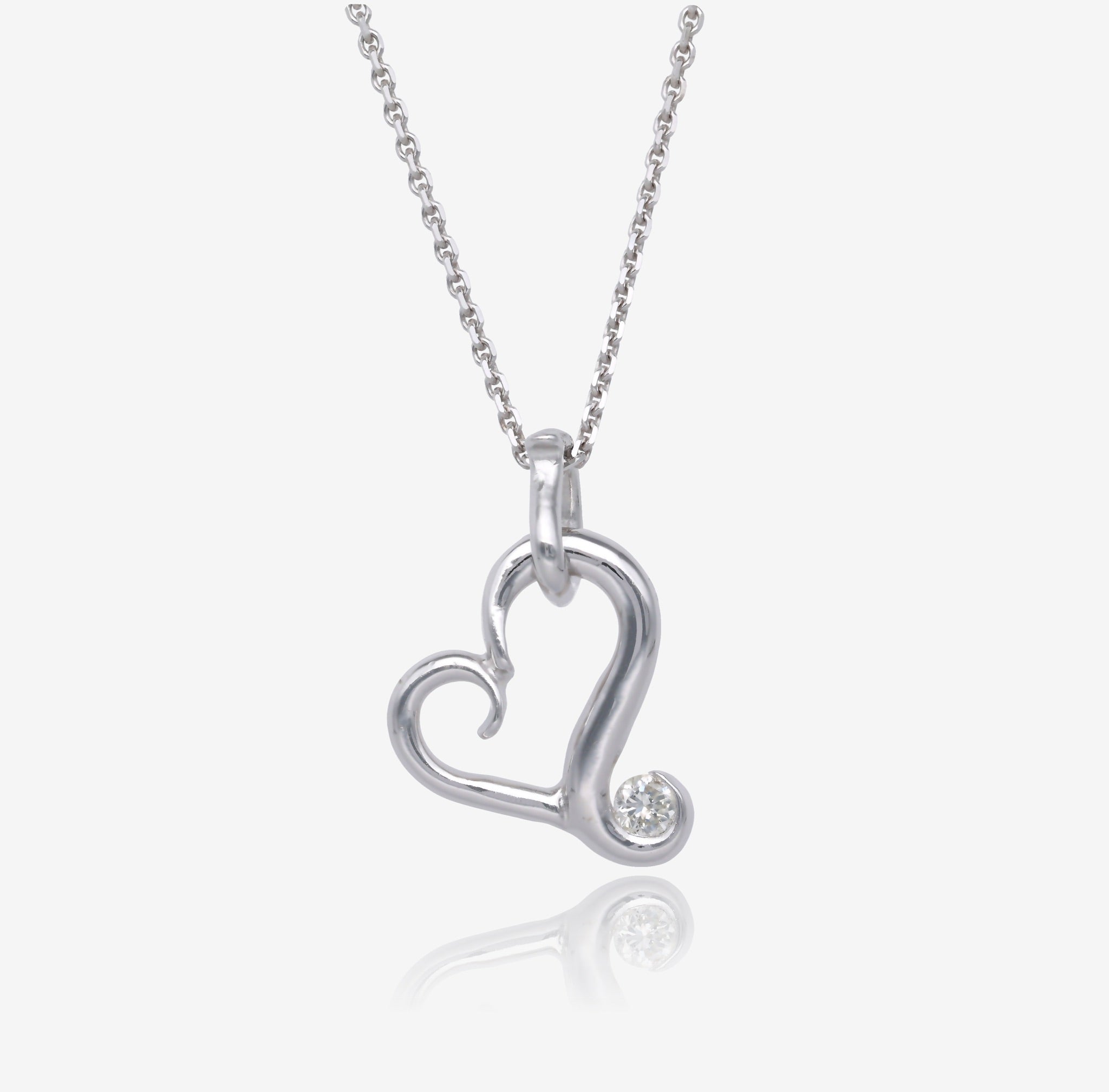 Flutter Heart Necklace, White Gold & Diamond