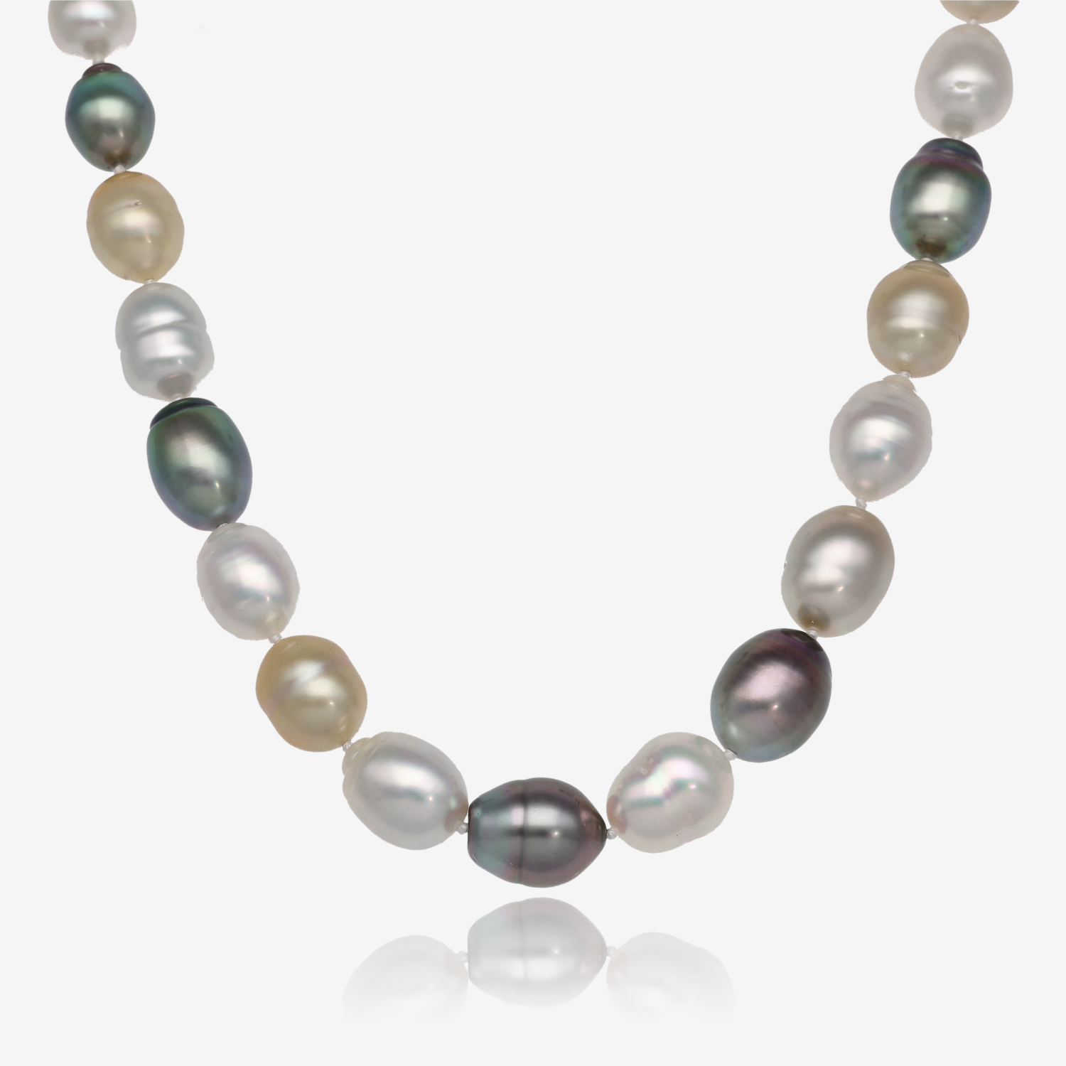 Luxurious Multi-Color Pearl Strand: White, Gold South Sea, and Tahitian Pearls
