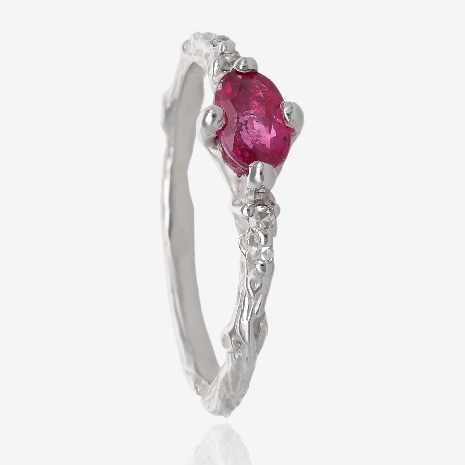 Sunset Ruby Branch Band in White Gold