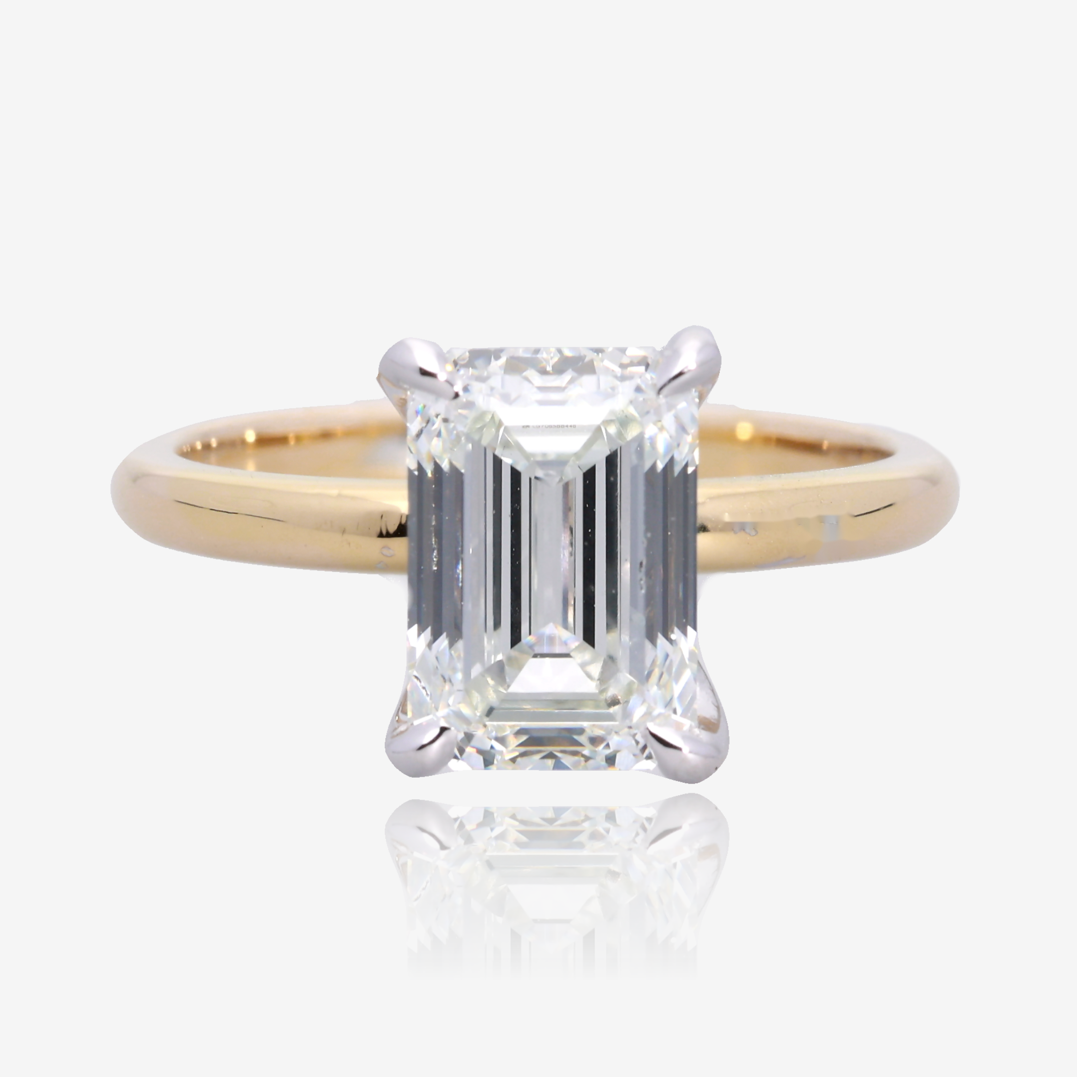3ct Lab Grown Emerald Cut Diamond Solitaire 14K Yellow Gold