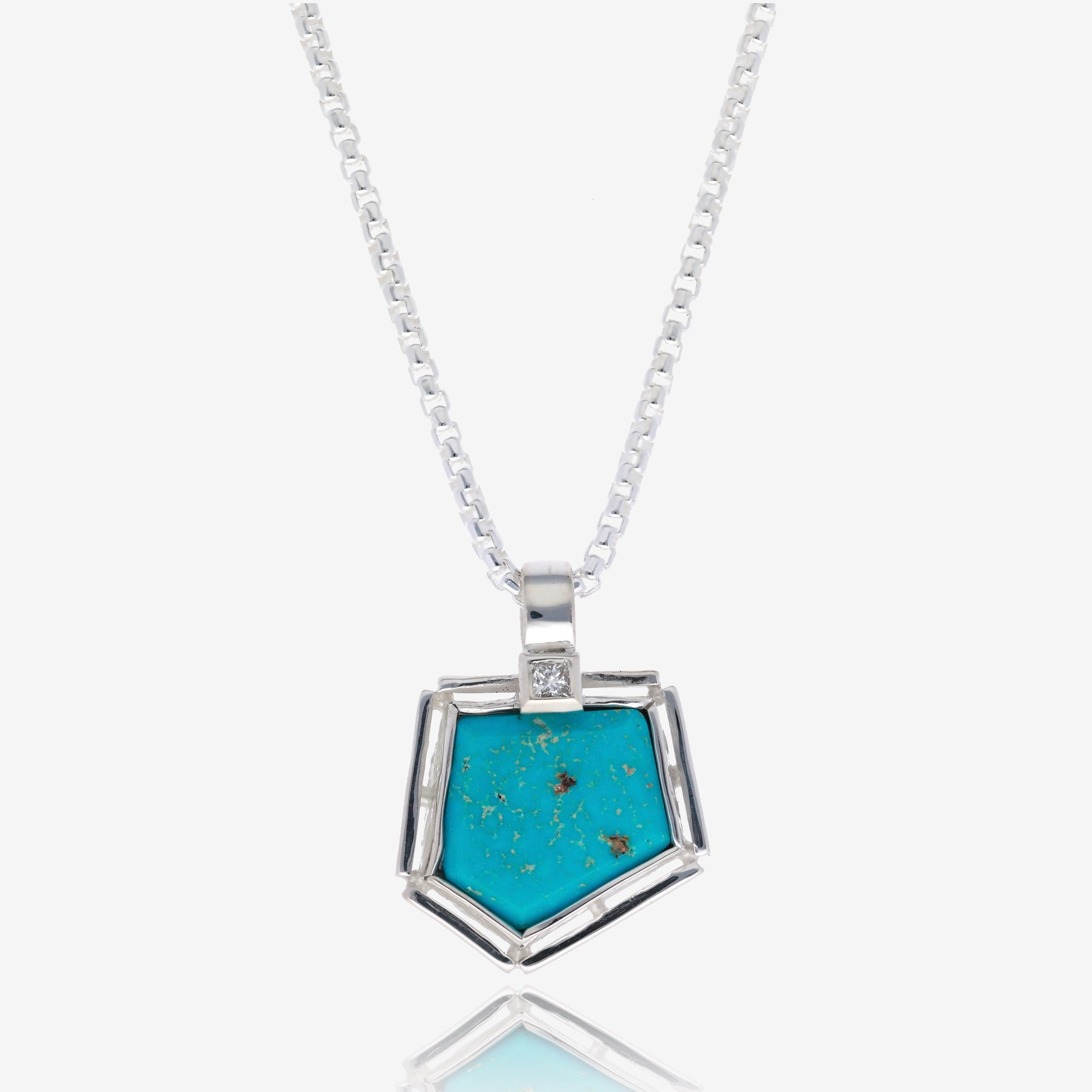 Impact Geometric Turquoise and Diamond Pendant