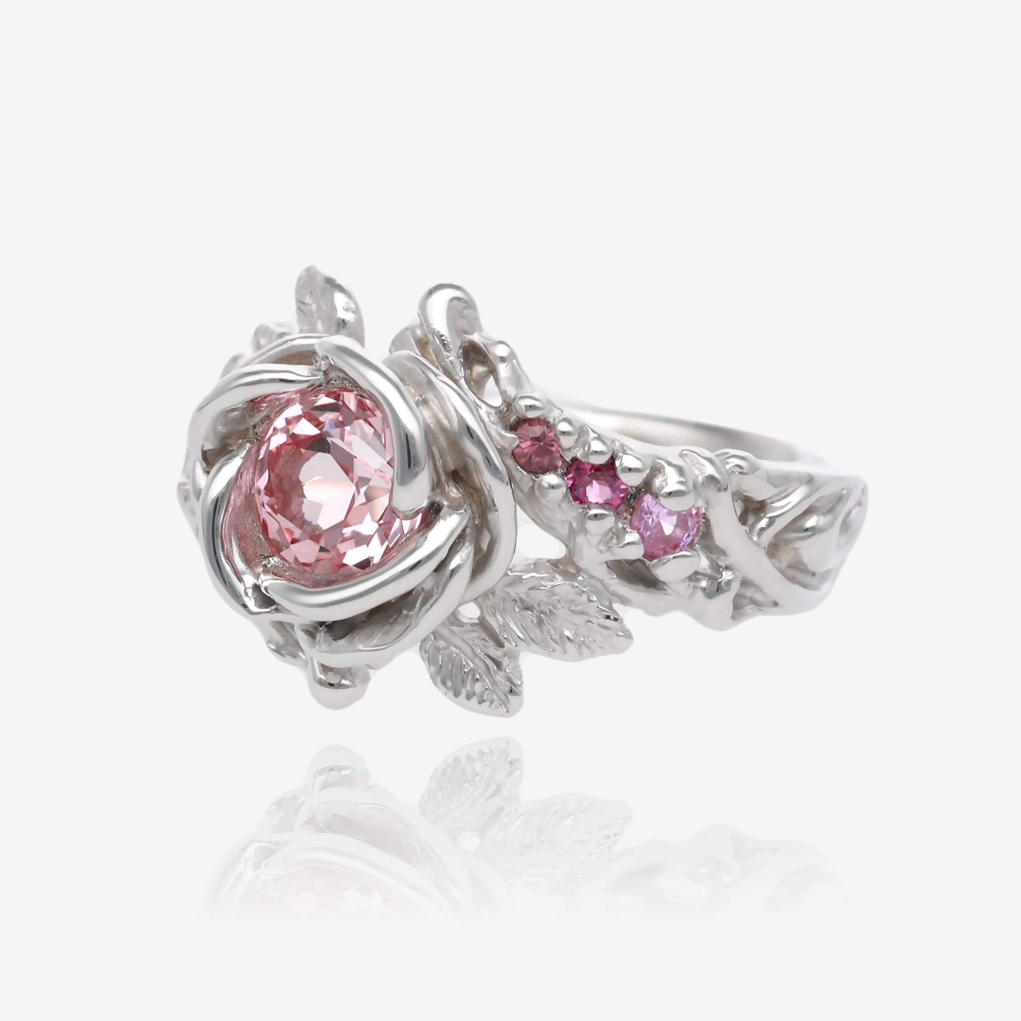Summer Rose Pink Sapphire Silver Ring