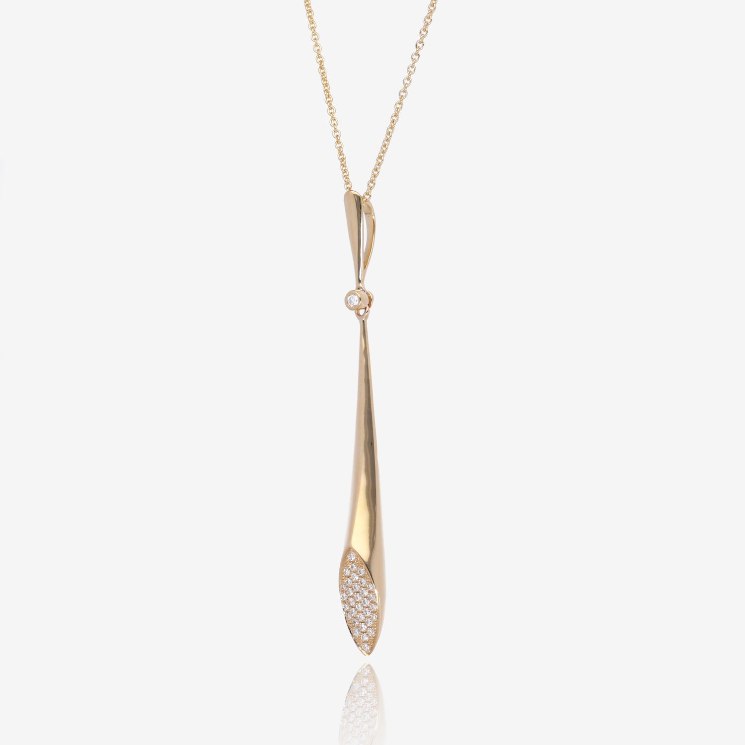 Bubbly Flute: 14K Yellow Gold Diamond Pendant