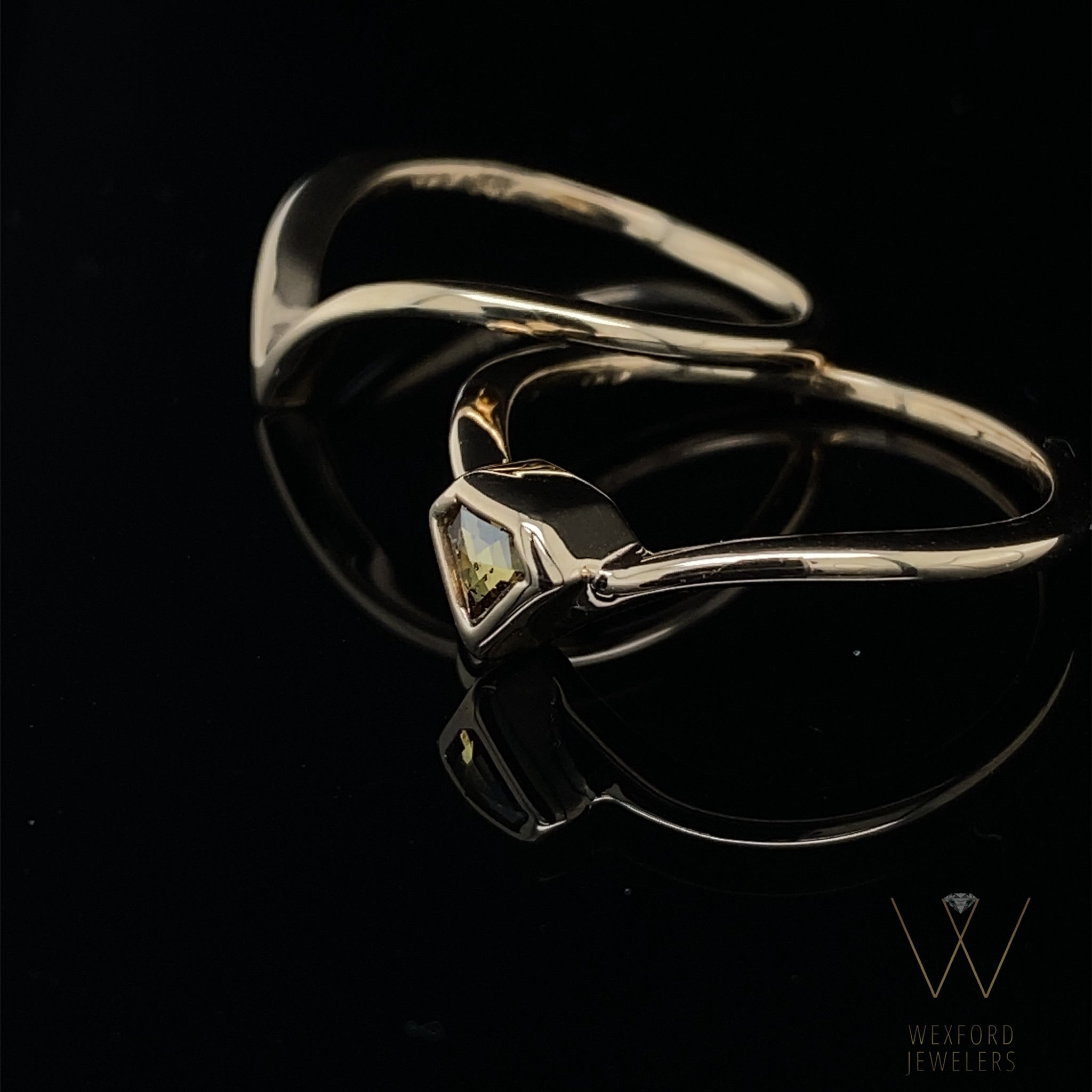 Shield Cut Sunbeam Yellow Diamond Wedding Set in Yellow Gold