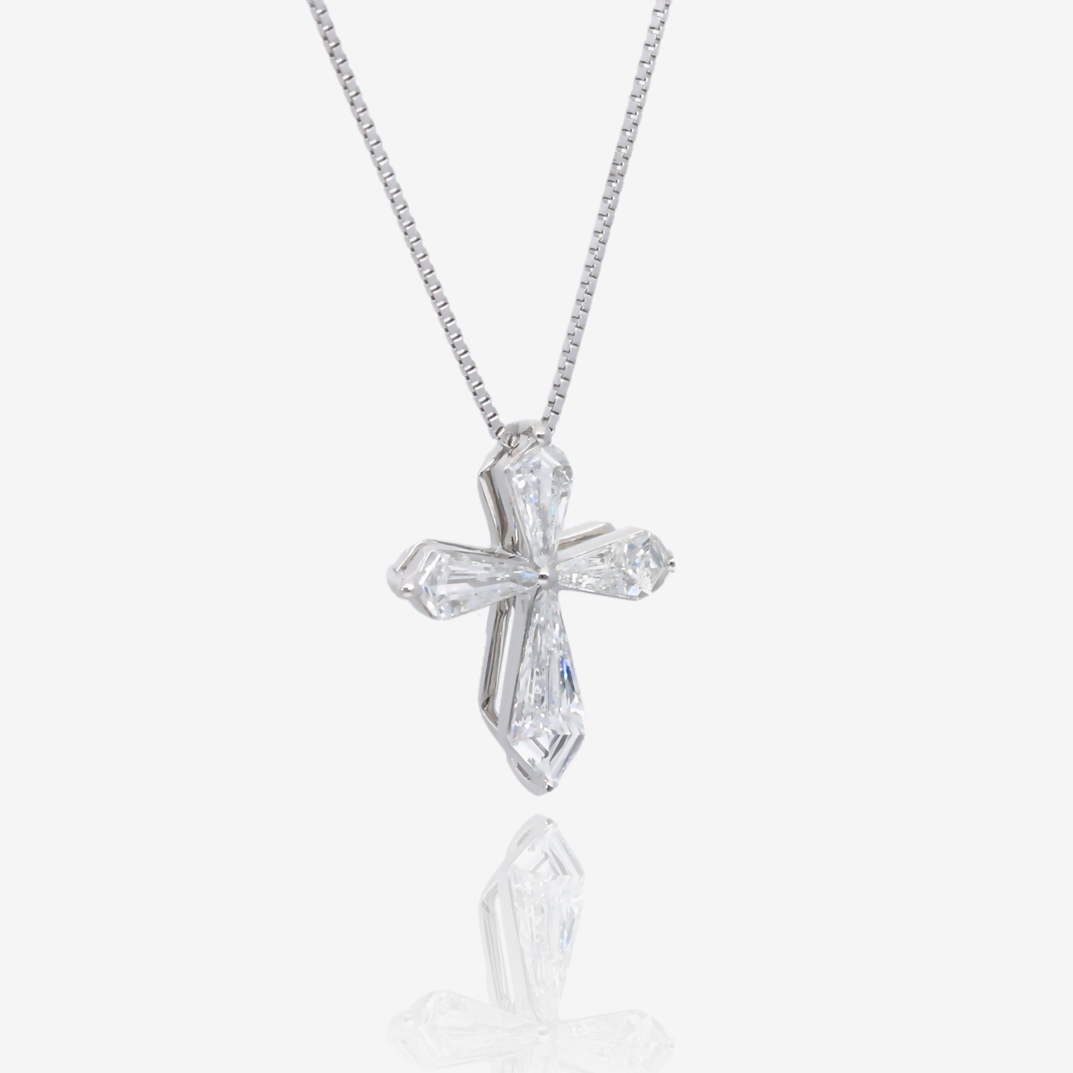 Radiant Shield Diamond Cross Pendant in Platinum