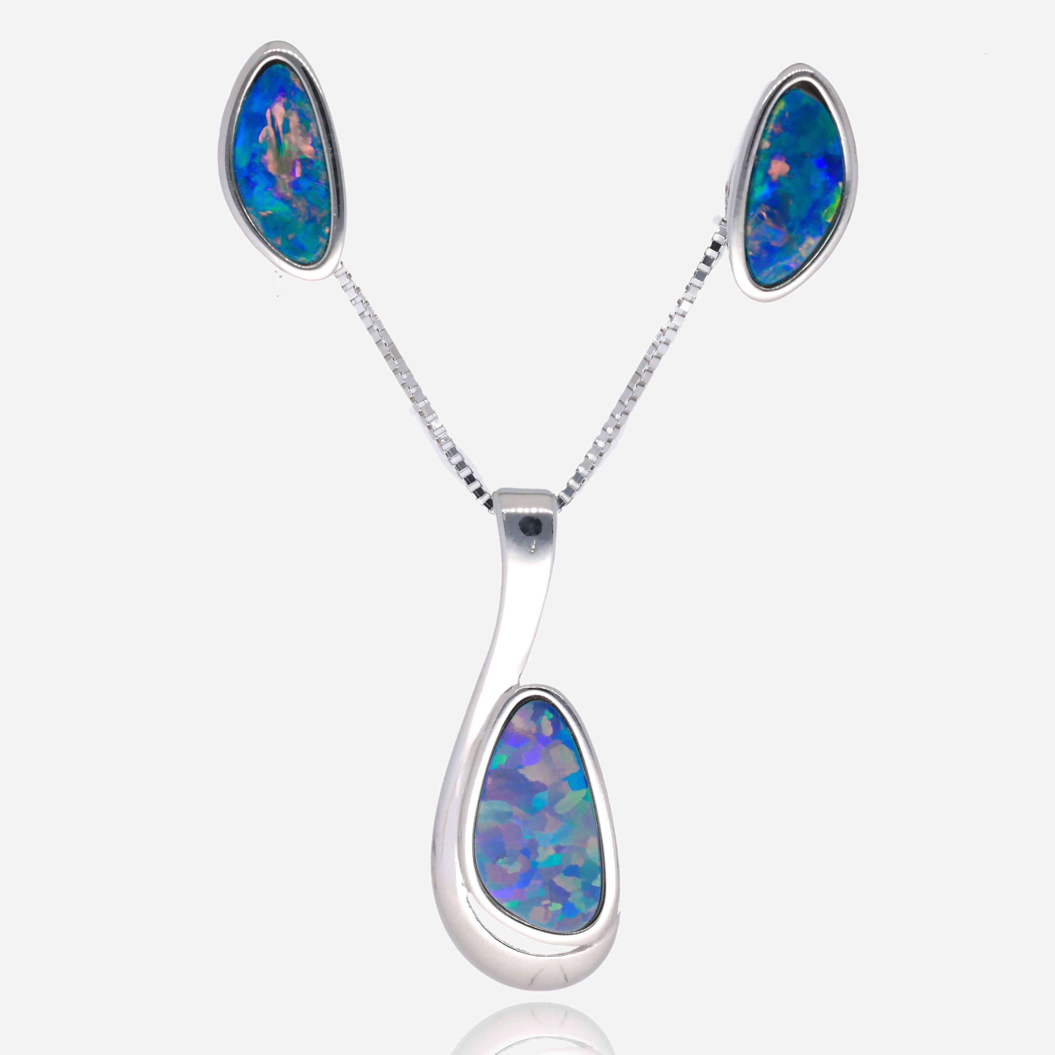 Northern Lights One of a Kind Opal Necklace and Earring Sets in Sterling Silver