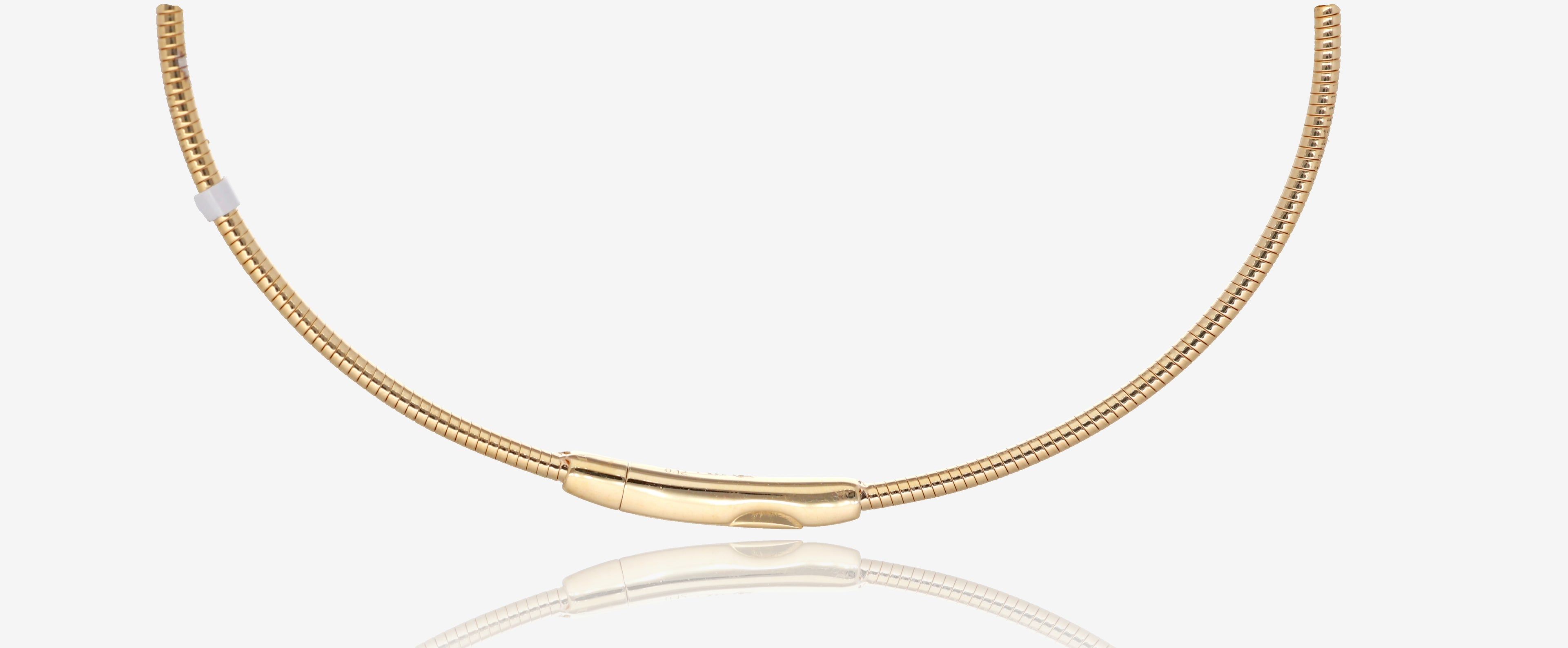 Two Tone Minimal Diamond Flex Bangle in 14K Yellow Gold