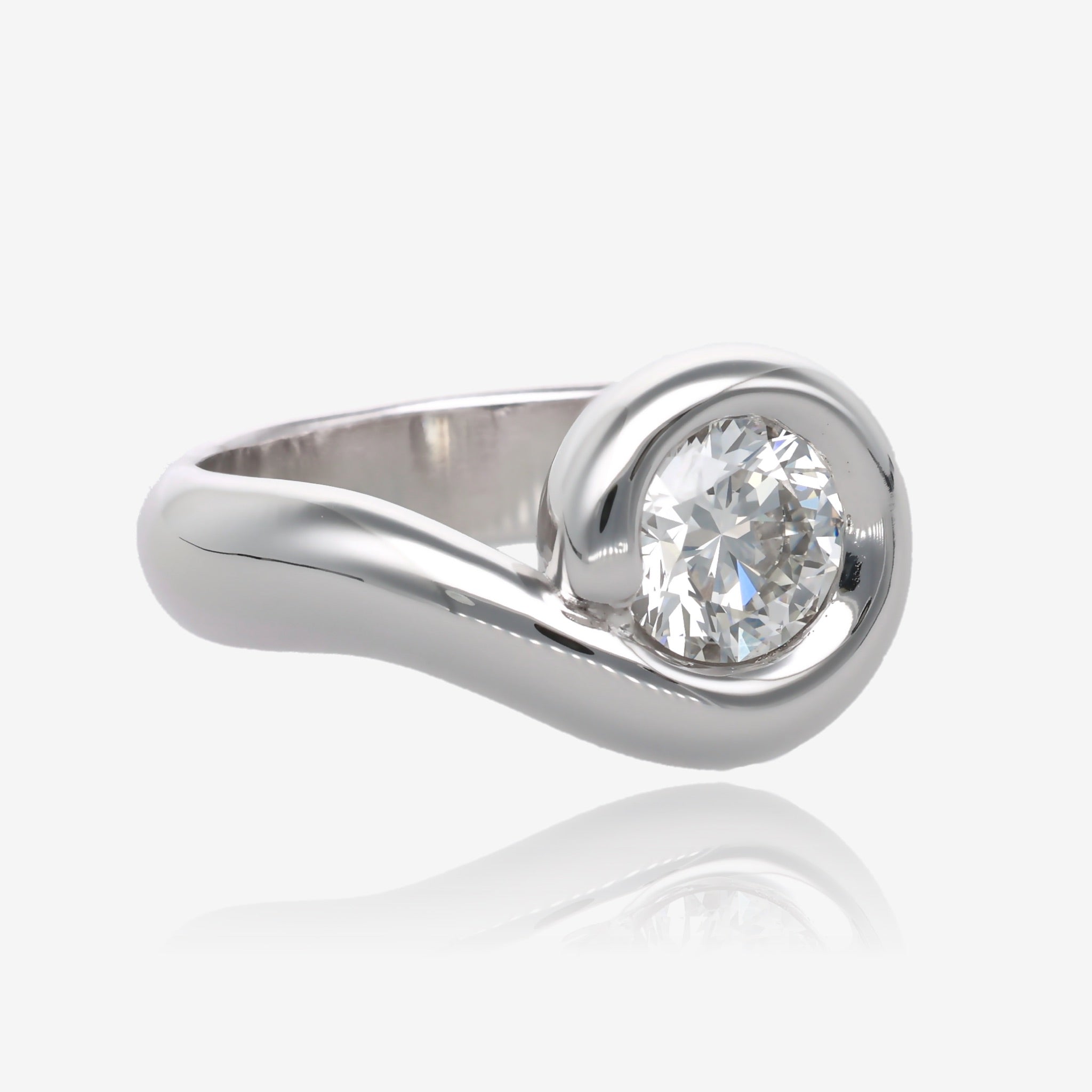 Smooth Sweep Low Profile Diamond Wedding Set