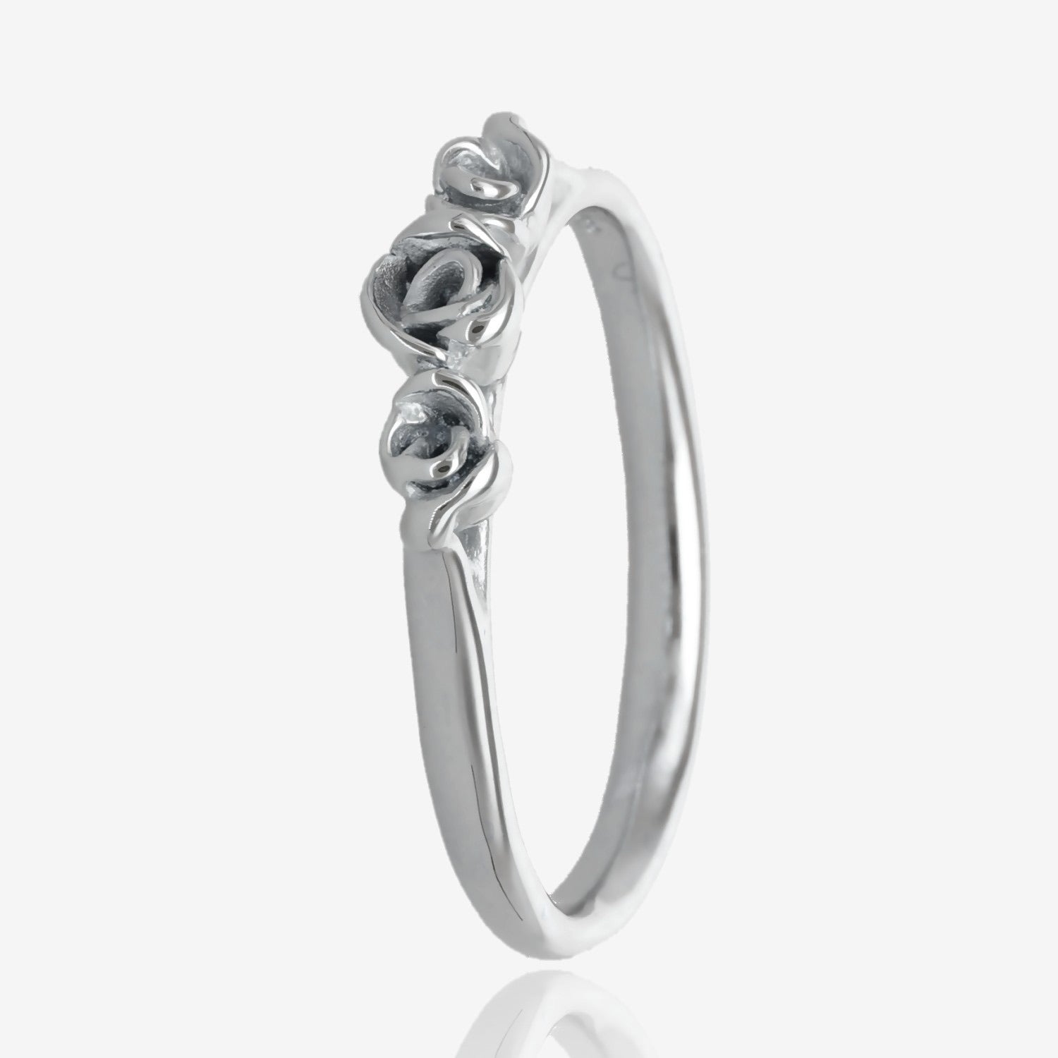 Silver Ring, Three Dainty Roses