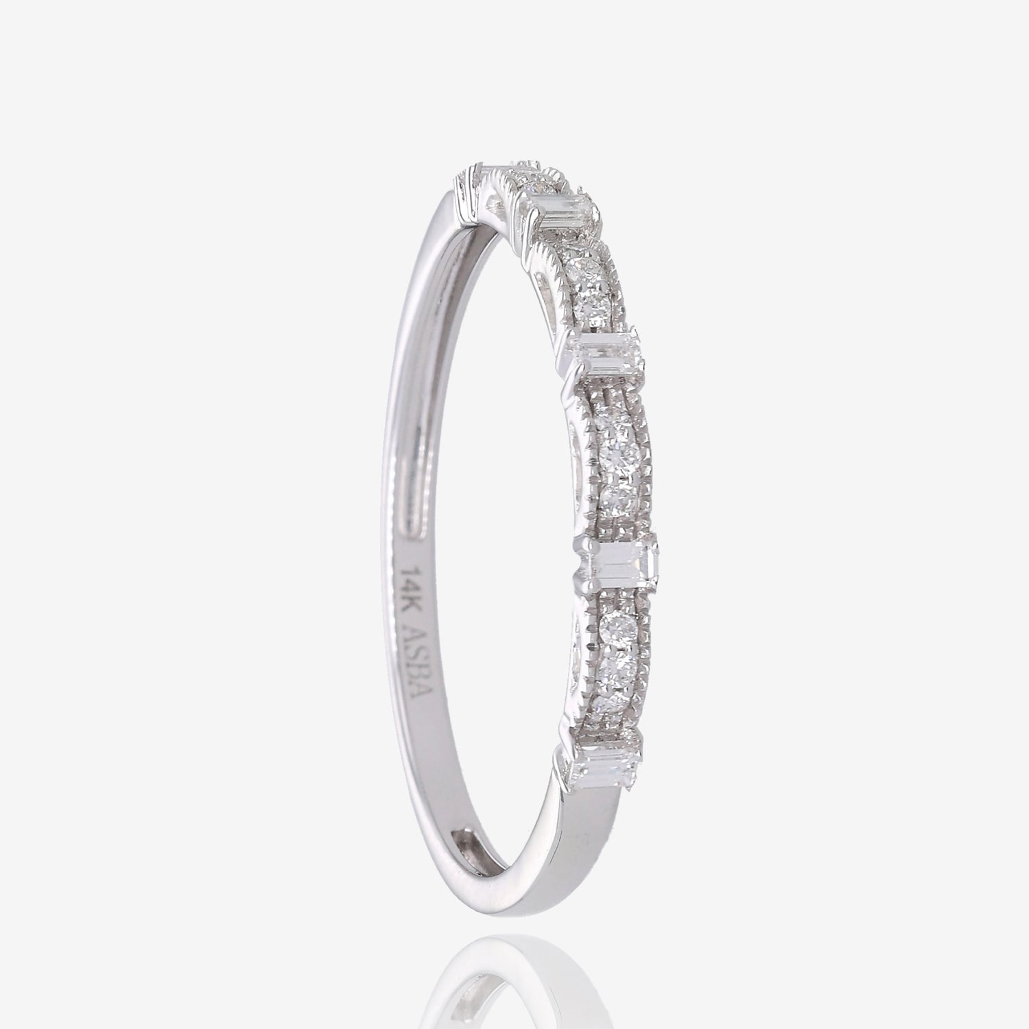 14K White Gold Diamond Shapes Accent Stacking Ring