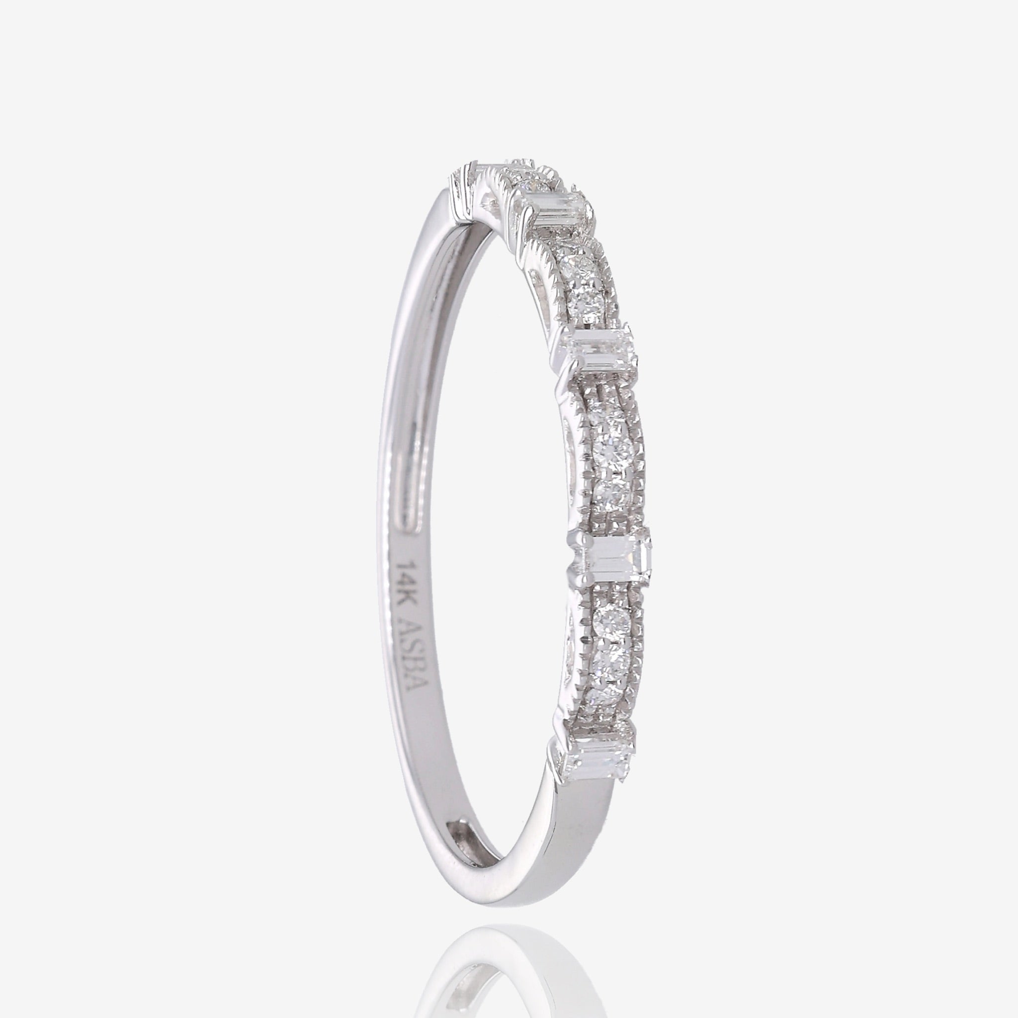 14K White Gold Diamond Shapes Accent Stacking Ring