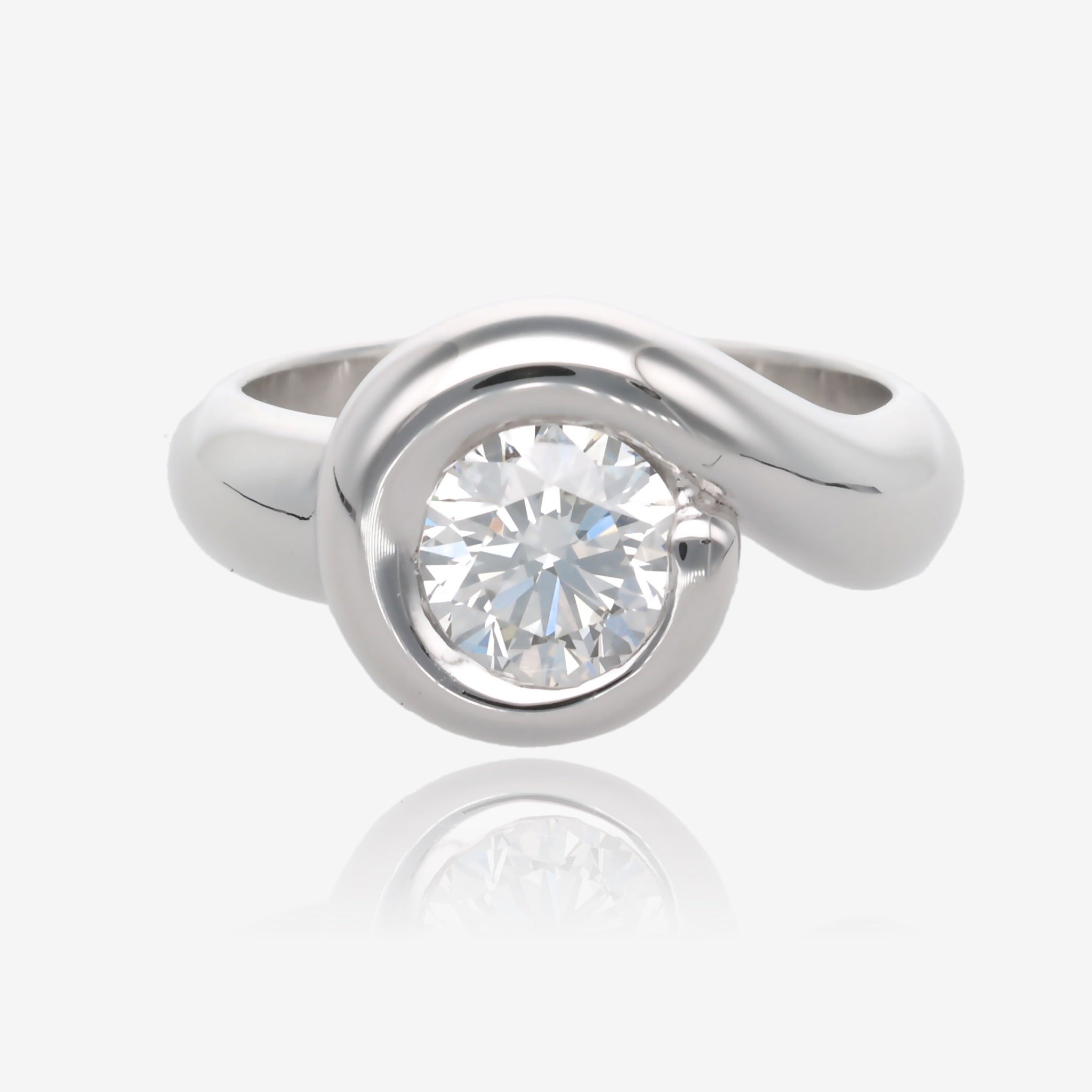 Smooth Sweep Low Profile Diamond Wedding Set
