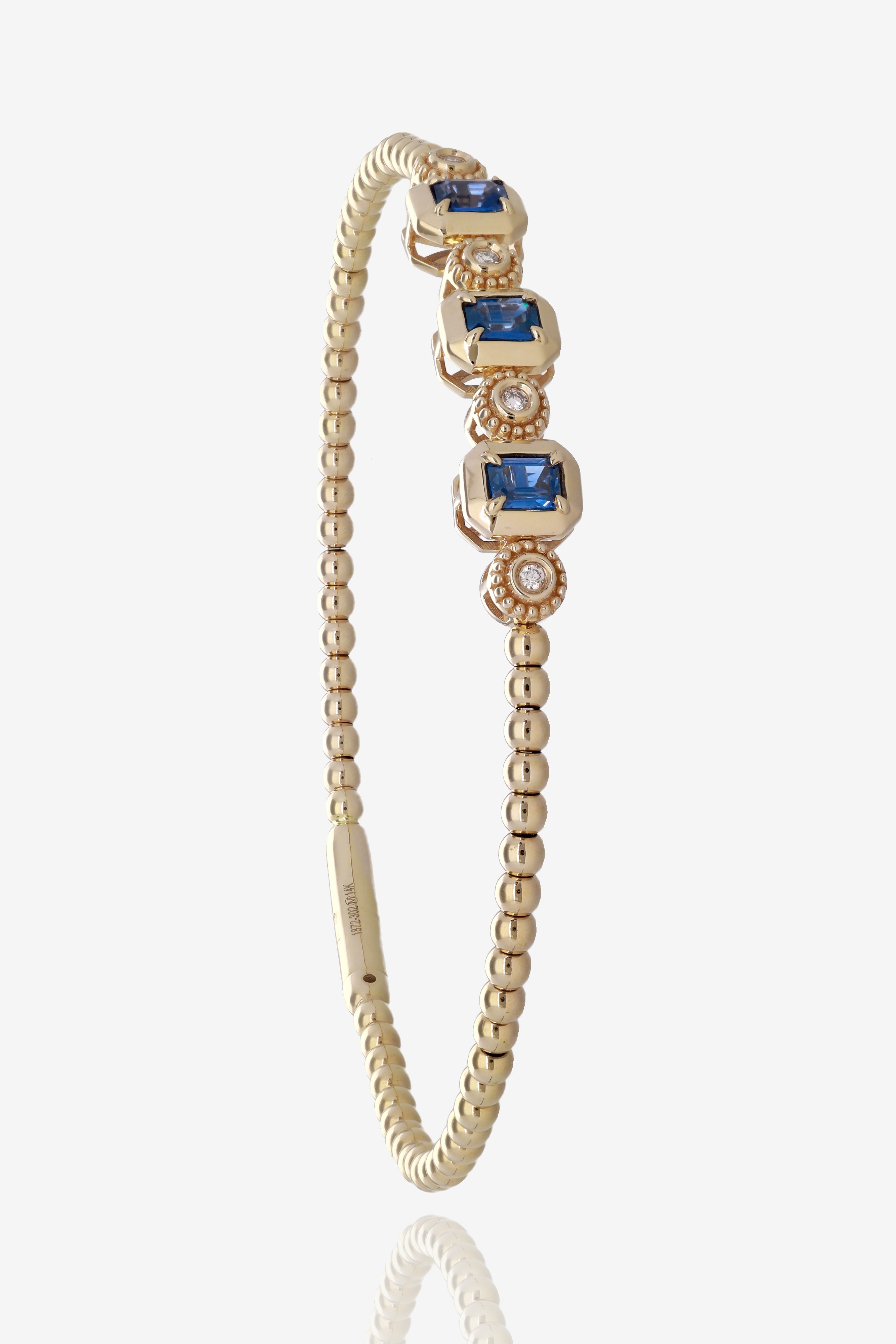Sapphire and Diamond Flex Bangle in 14K Yellow Gold