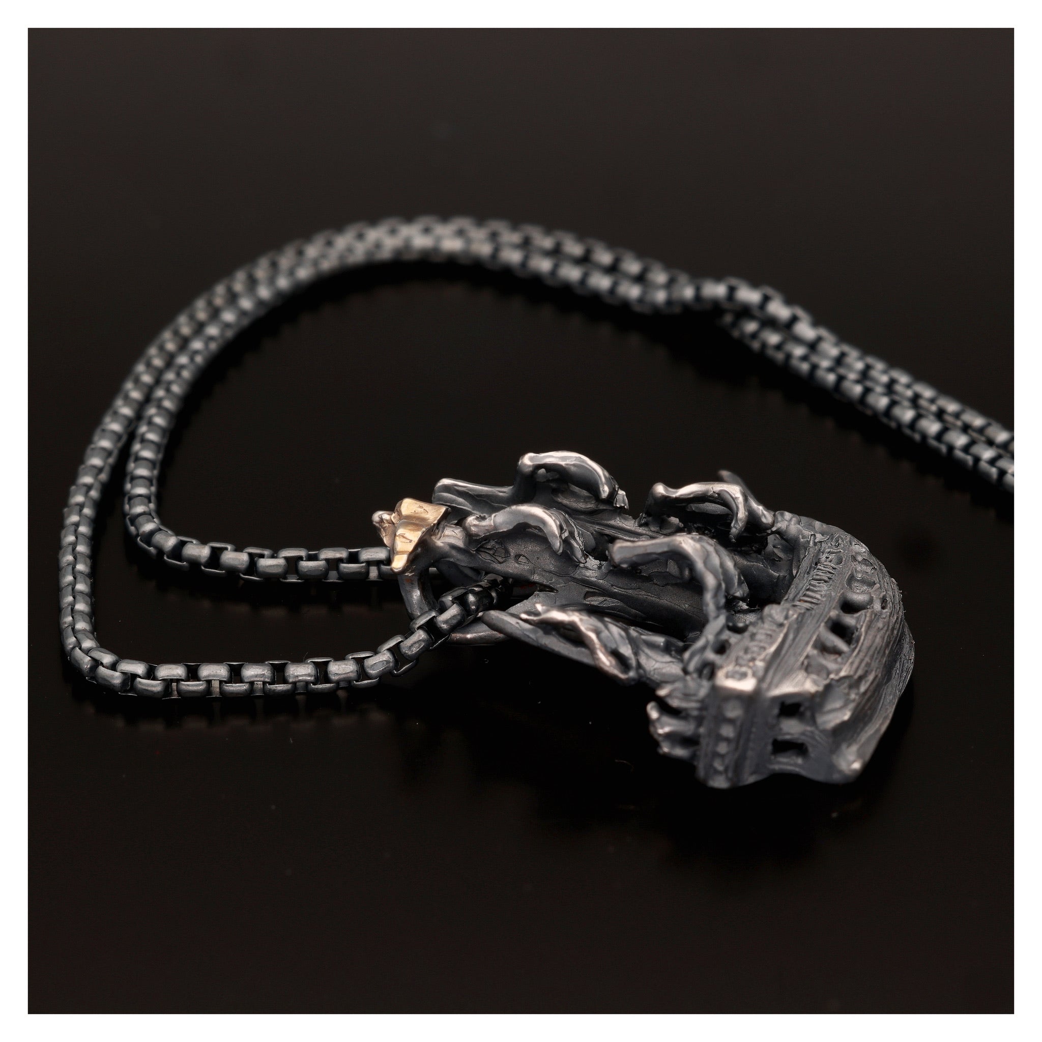 Ghost Pirate Ship Necklace in Antiqued Silver