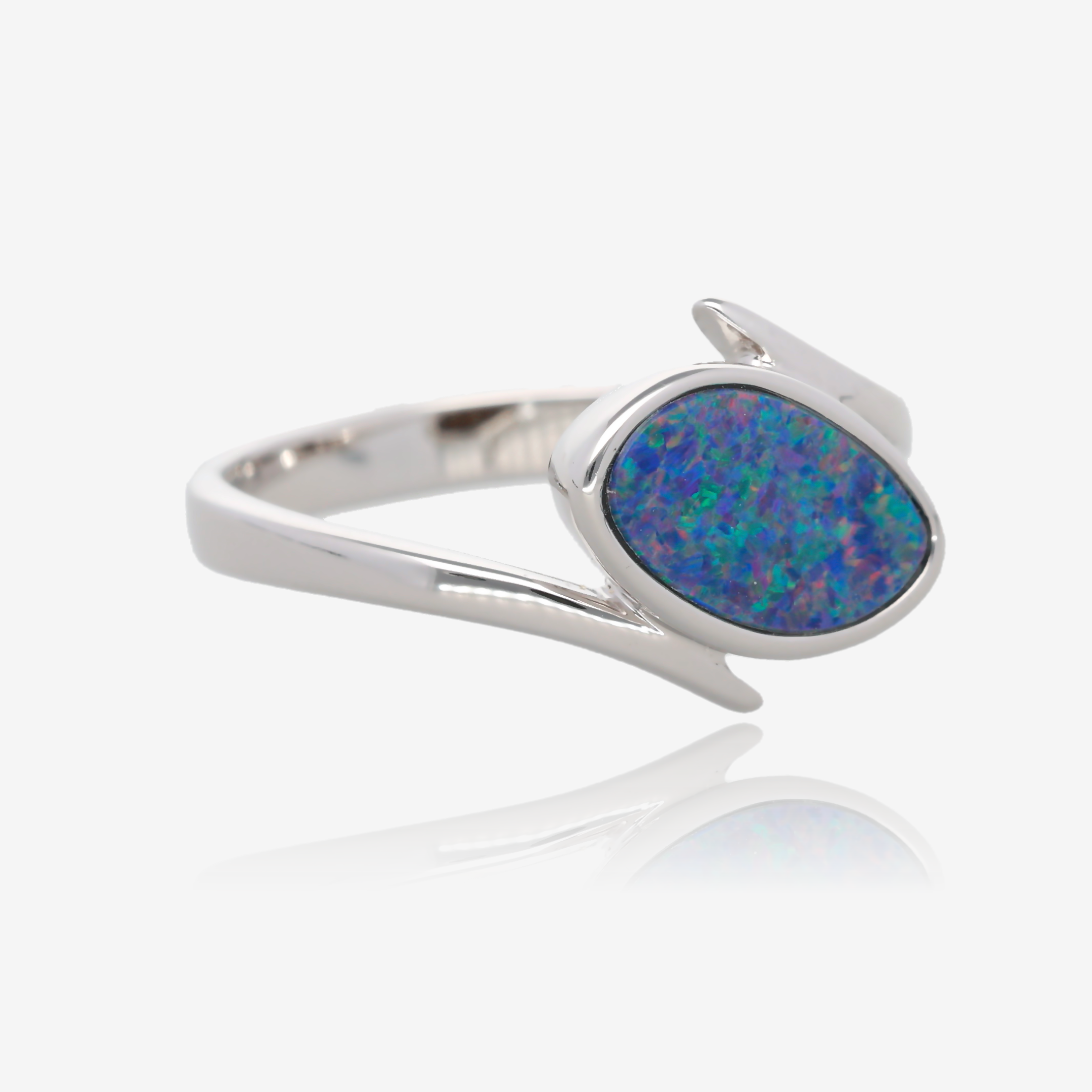 Northern Lights One Of A Kind Freeform Opal Rings in Sterling Silver