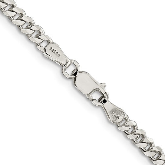 18" Sterling Silver Rhodium-plated 3.5mm Curb Chain