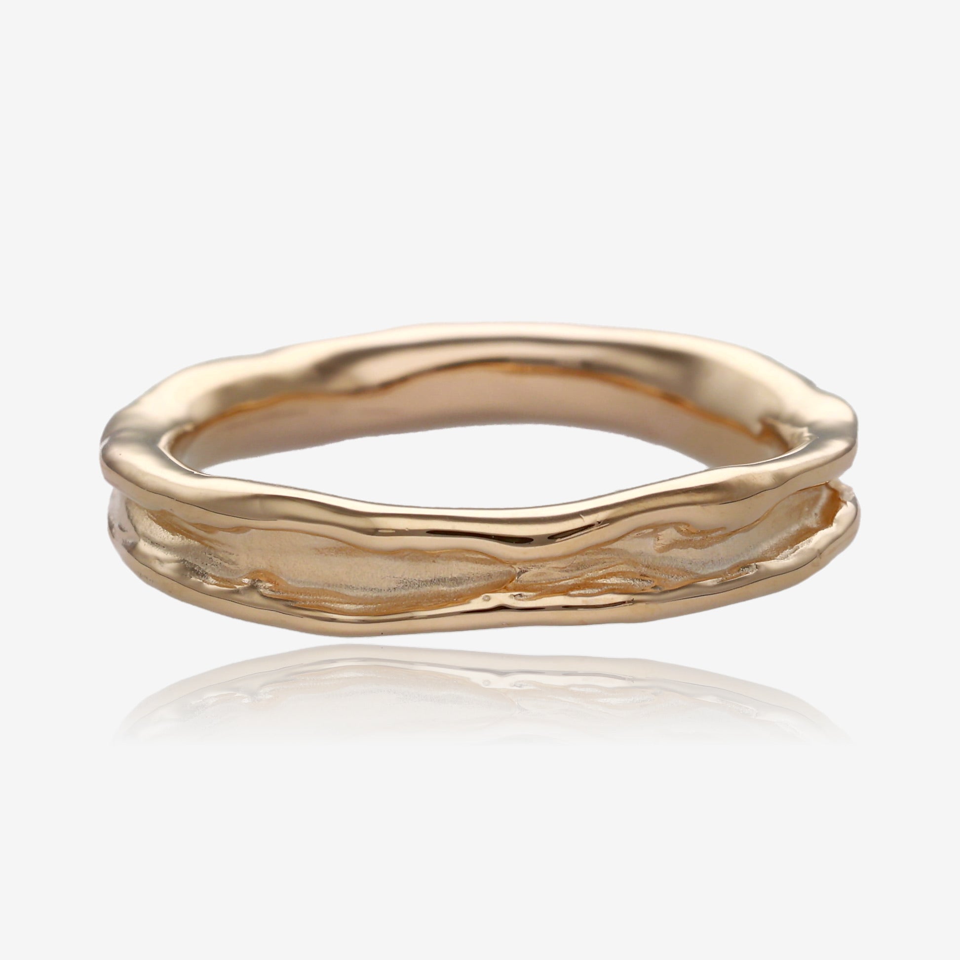 Narrow Melted Band in 14k Yellow Gold