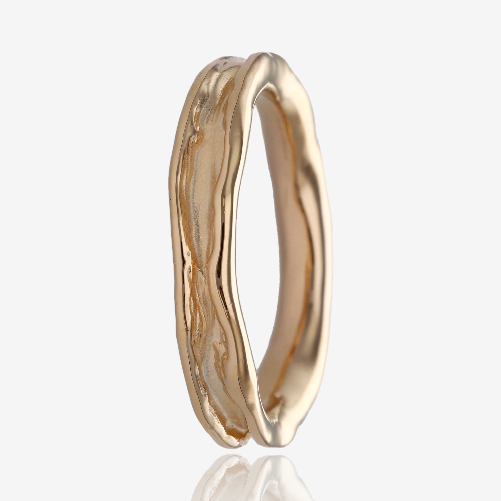 Narrow Melted Band in 14k Yellow Gold