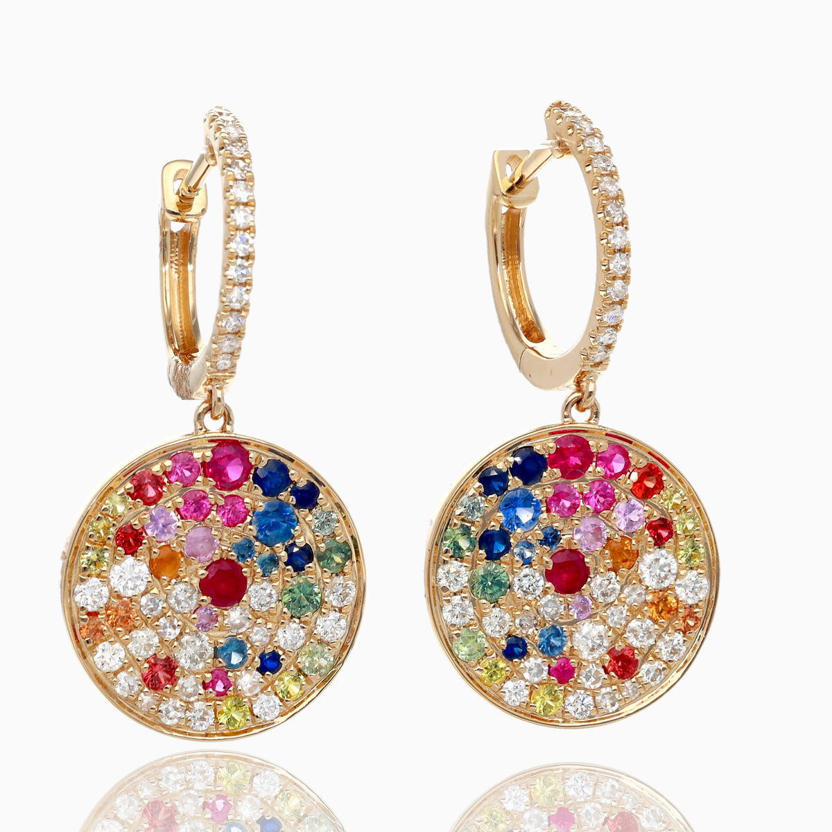 Colorburst Diamond Disc Dangle Earrings