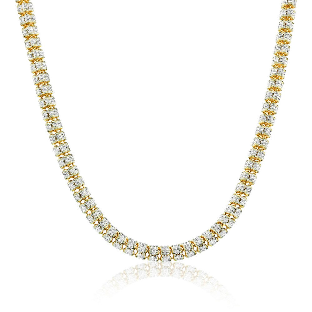 Gold over Silver 5mm Diamond Cut Ice Chain - Two-Tone