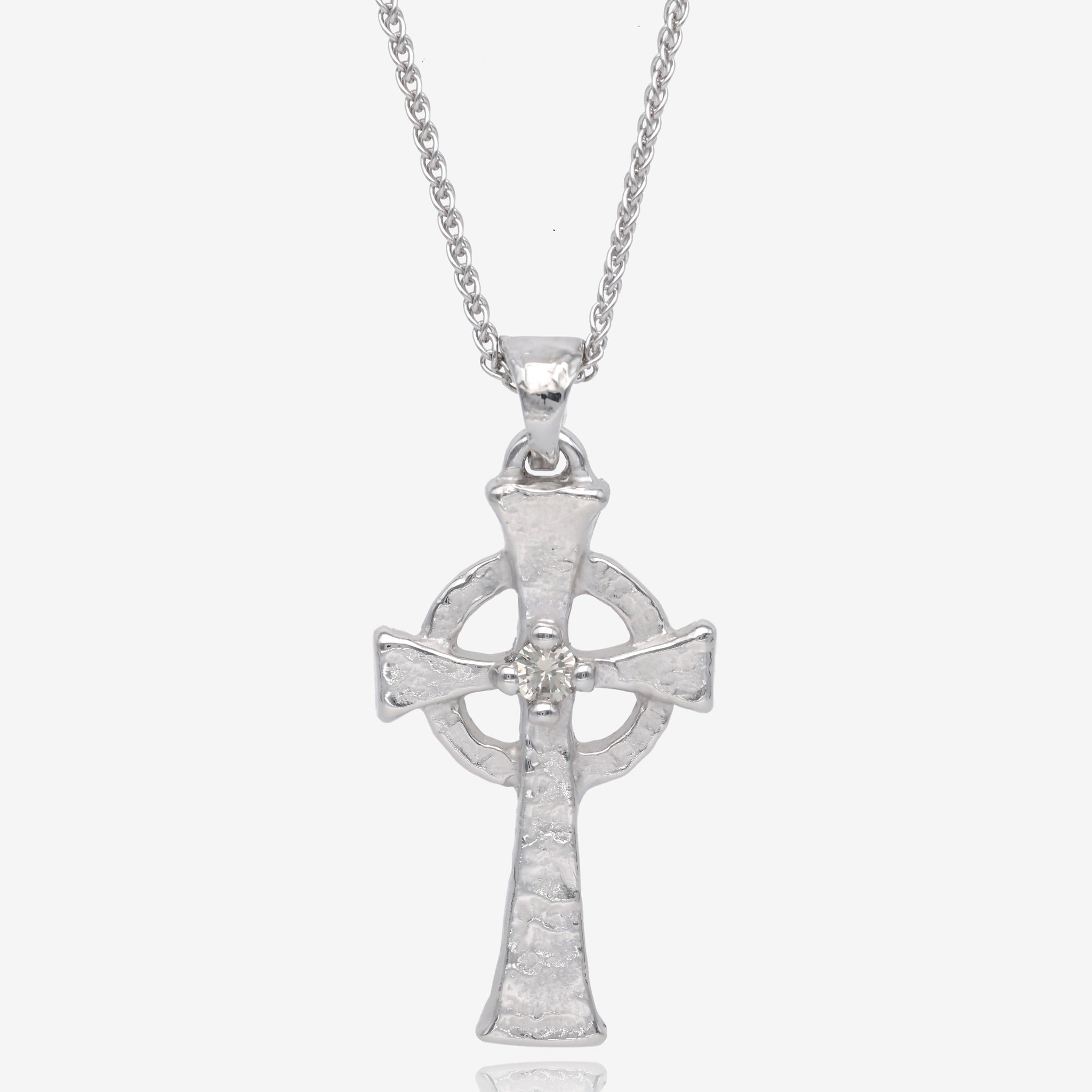 Ancient Celtic Cross Pendant Silver with Diamond