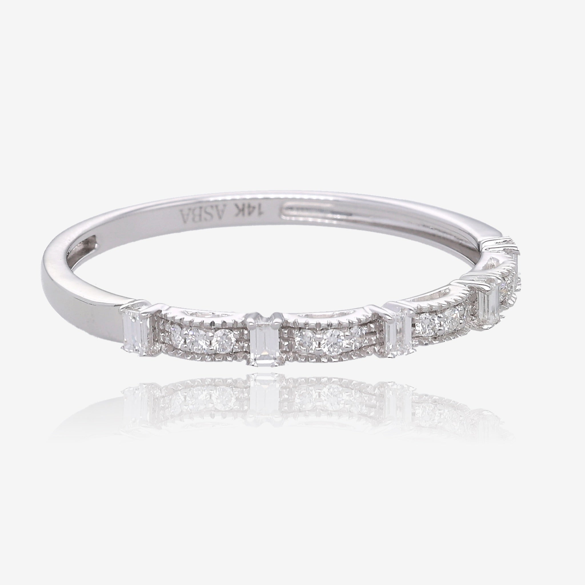 14K White Gold Diamond Shapes Accent Stacking Ring